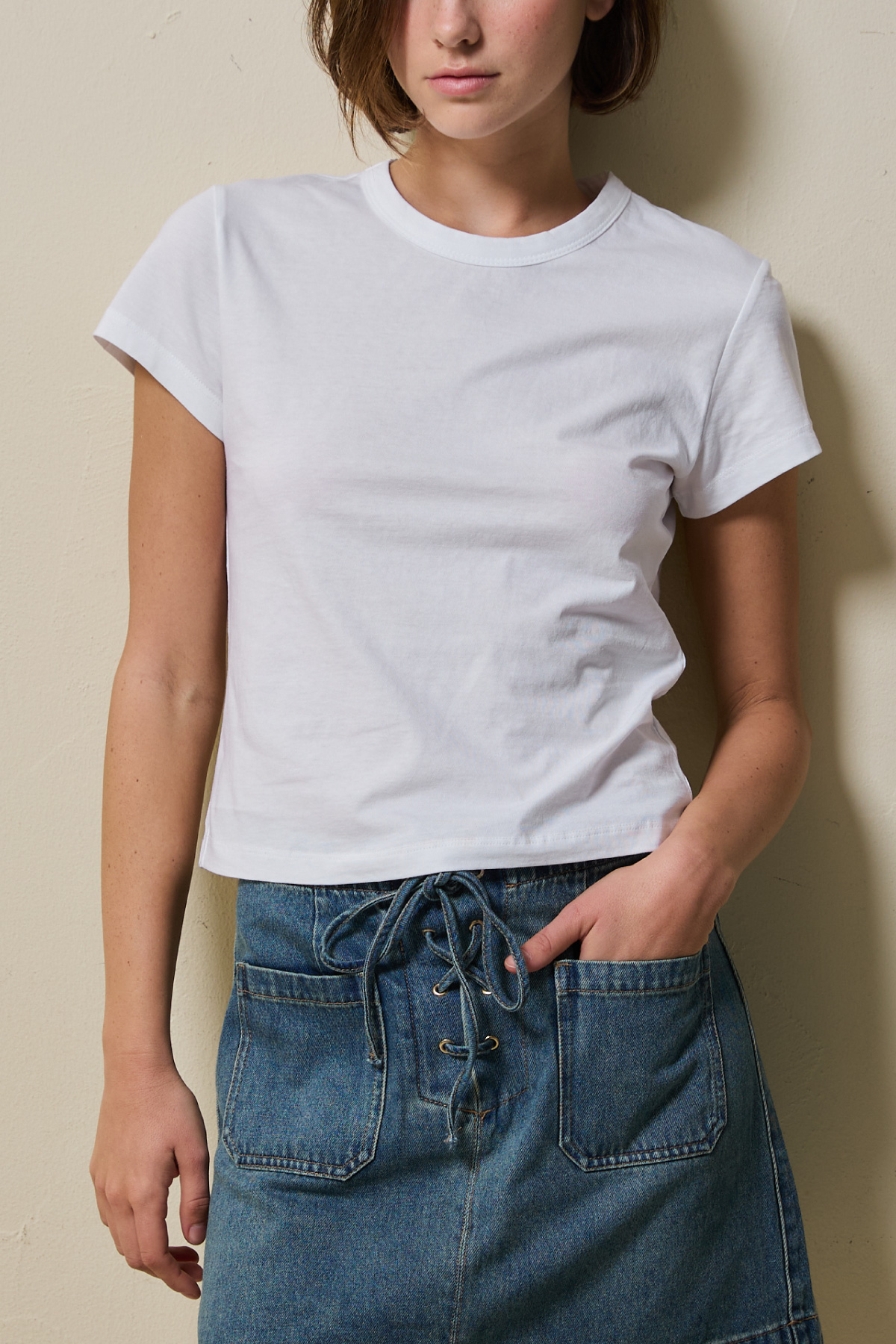 Cotton Basic Slim T-Shirt _ White
