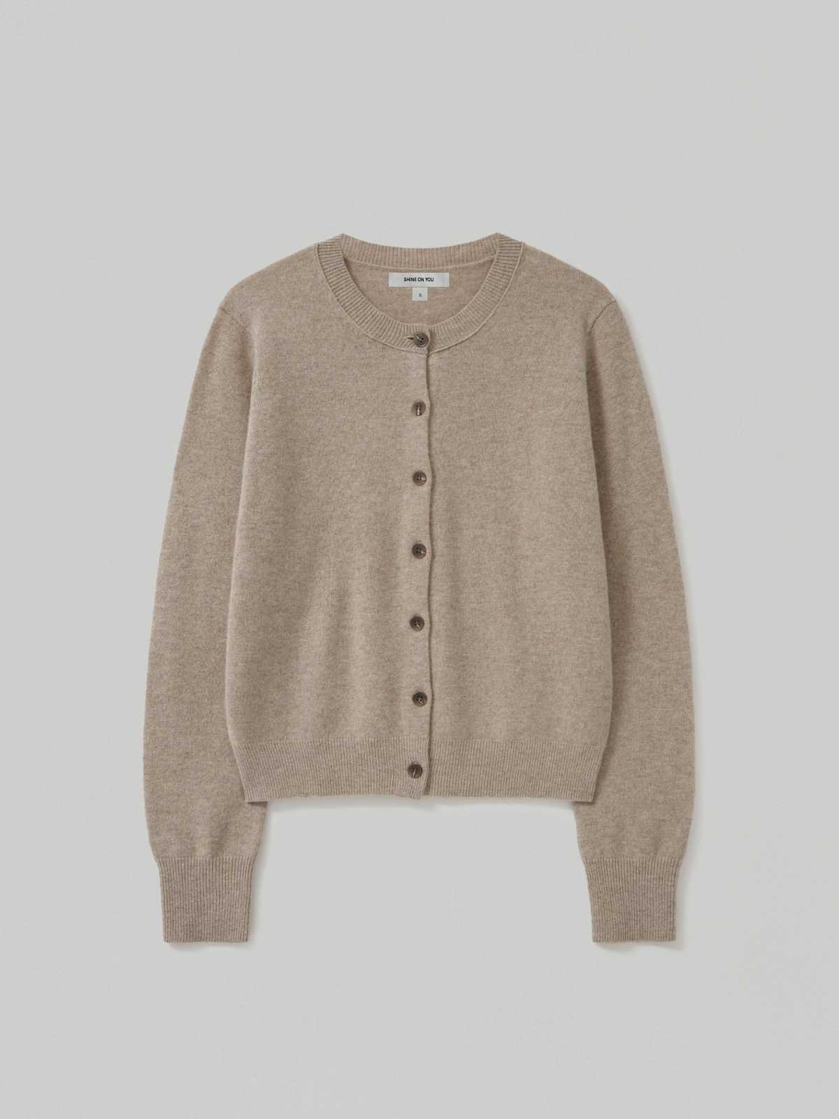 100%Merino Wool Basic Cardigan_Beige100%메리노 울 베이직 가디건_베이지