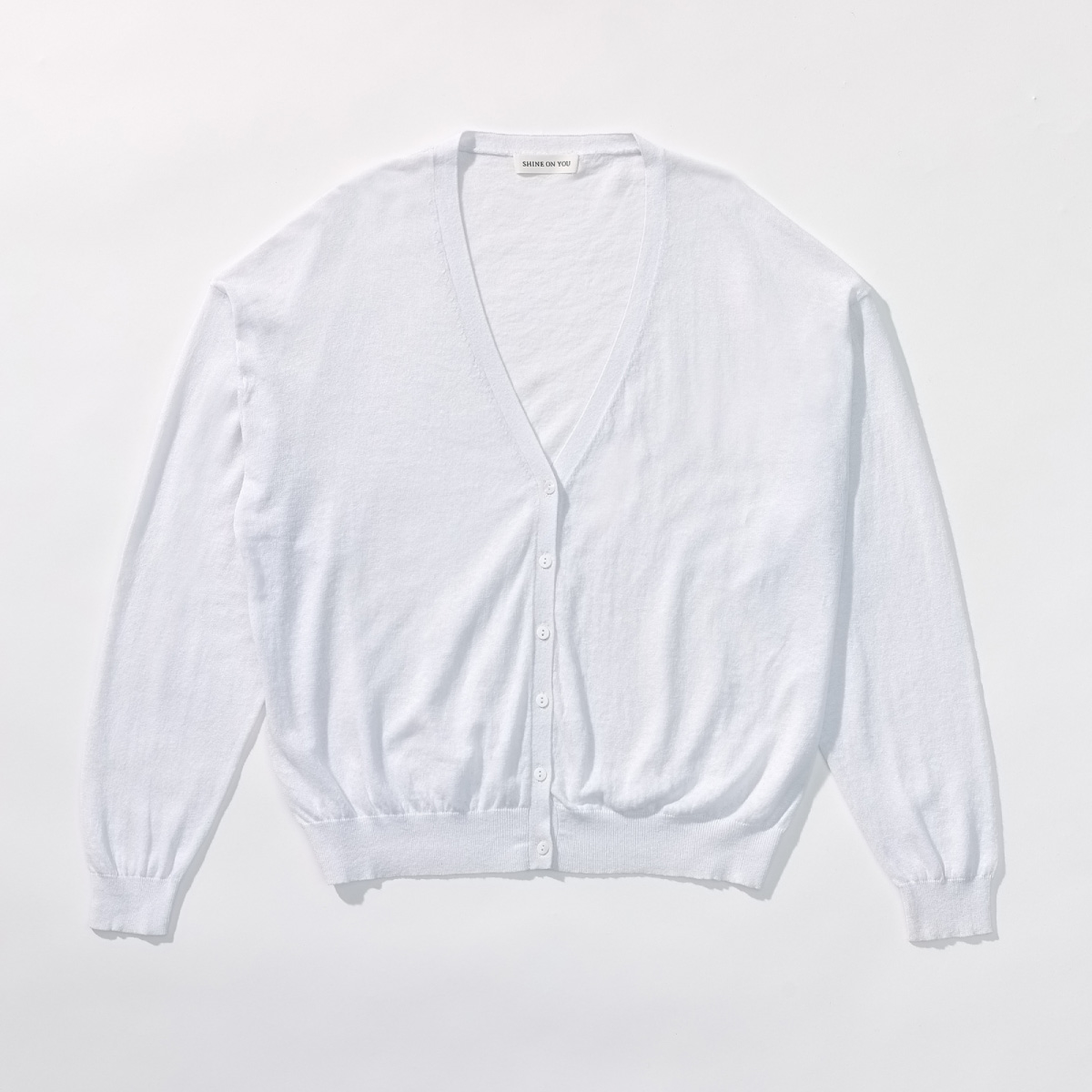 Linen Cotton Loose Fit Knit Cardigan _ Pure White