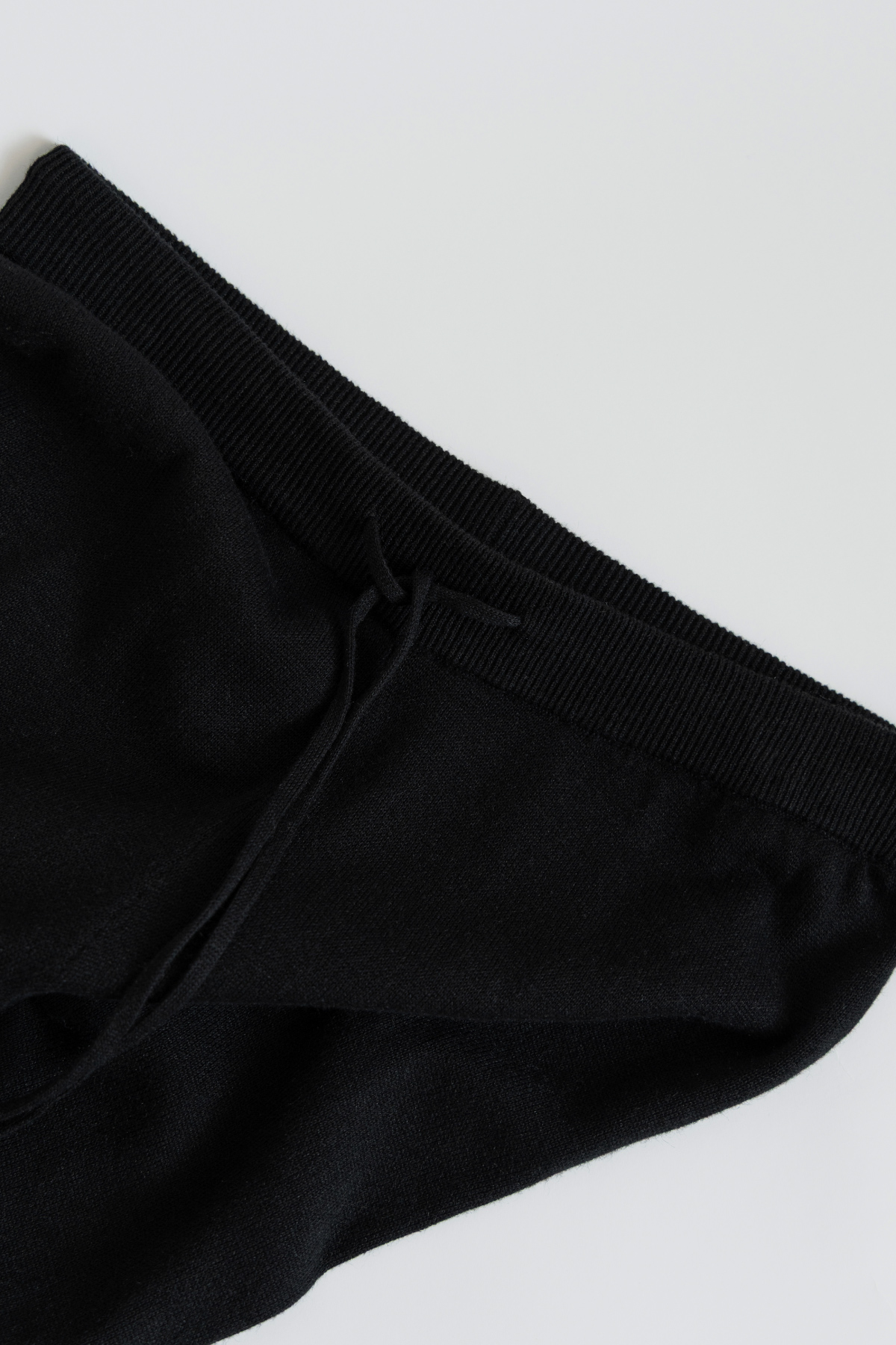 Linen Cotton Knit Straight Pants _ Pure Black