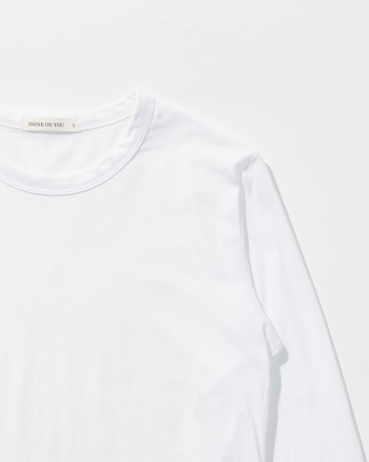 Cotton Basic Slim Long Sleeve T-Shirt _ White