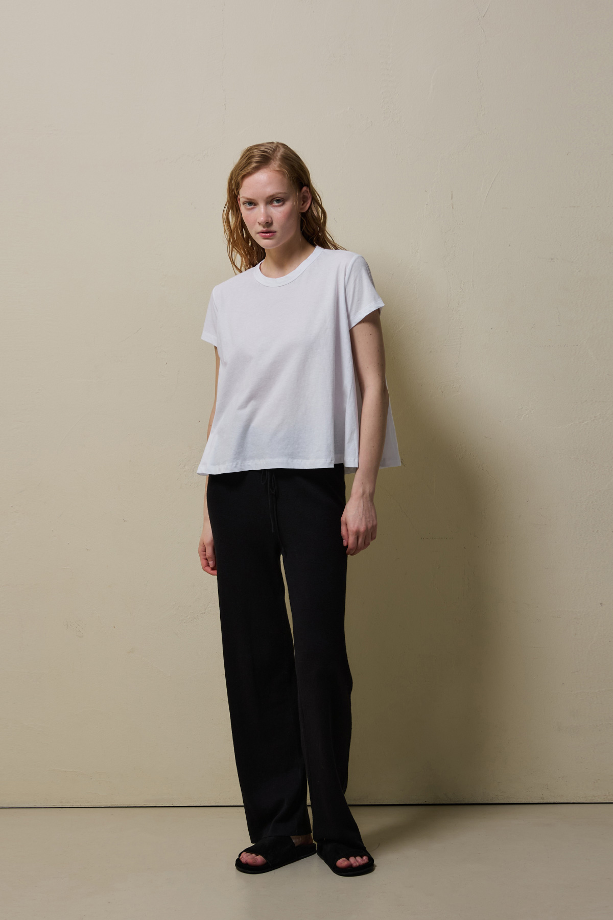 Cotton A-line Half Tee _ White
