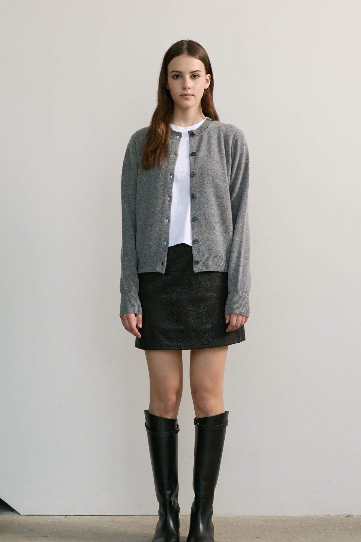 100%Merino Wool Basic Cardigan_Grey100%메리노 울 베이직 가디건_그레이