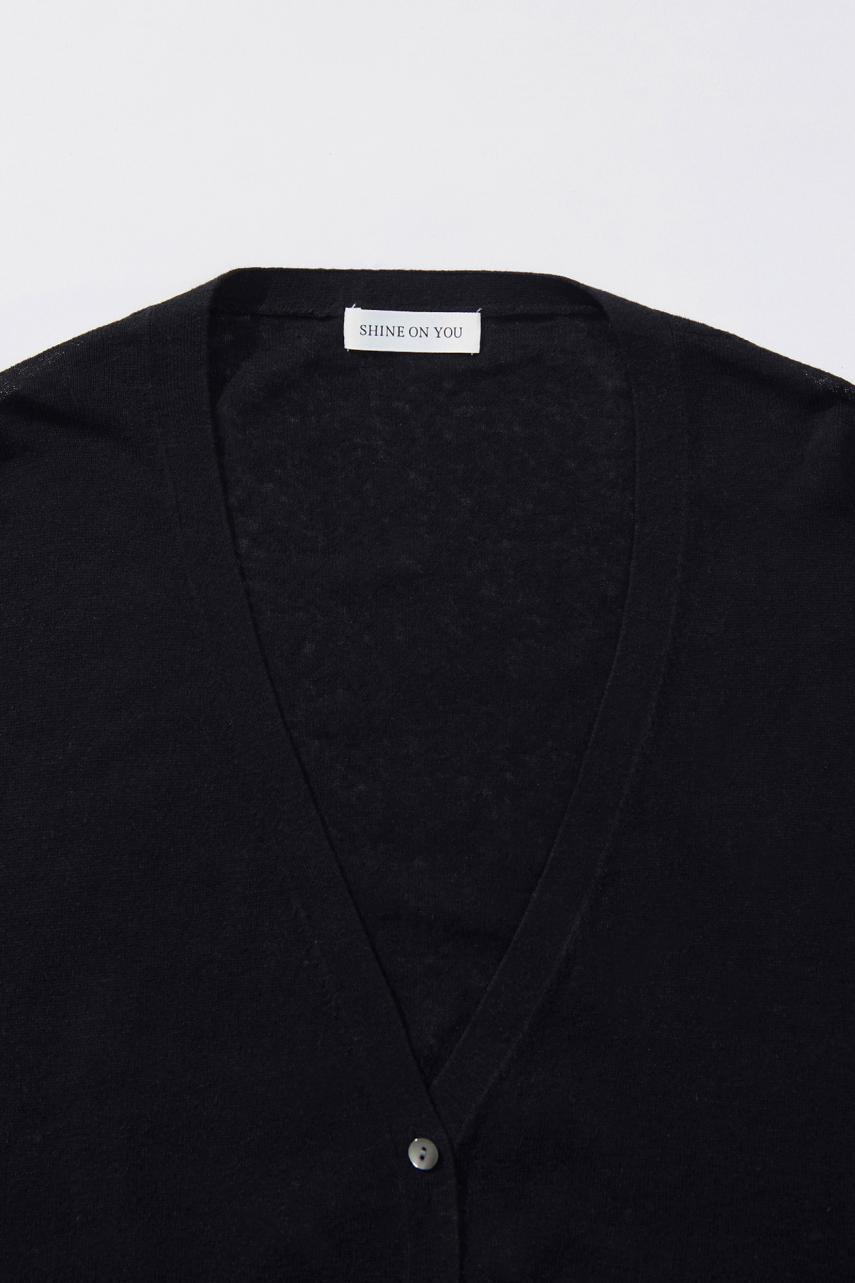 Linen Cotton Loose Fit Knit Cardigan _ Pure Black