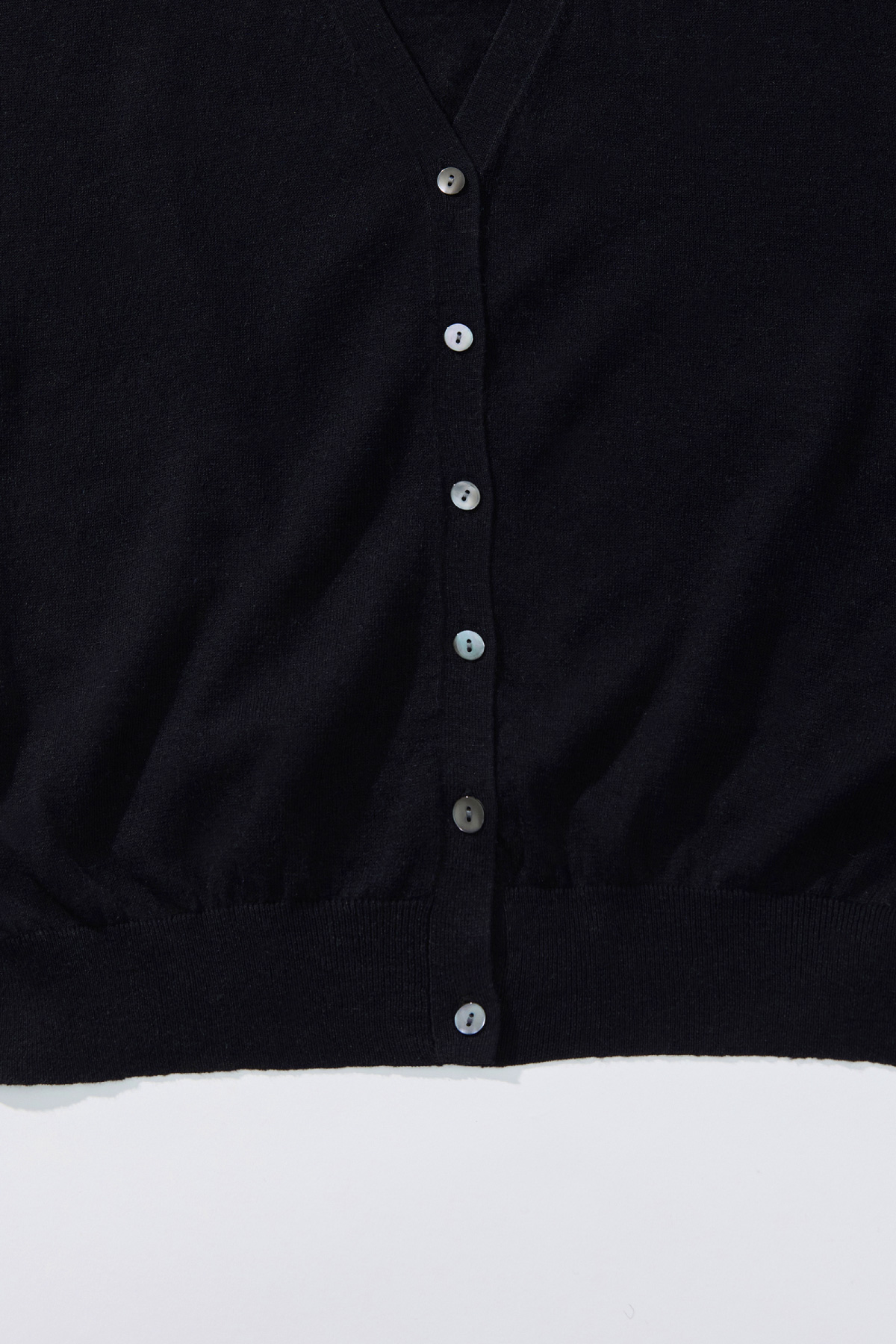 Linen Cotton Loose Fit Knit Cardigan _ Pure Black