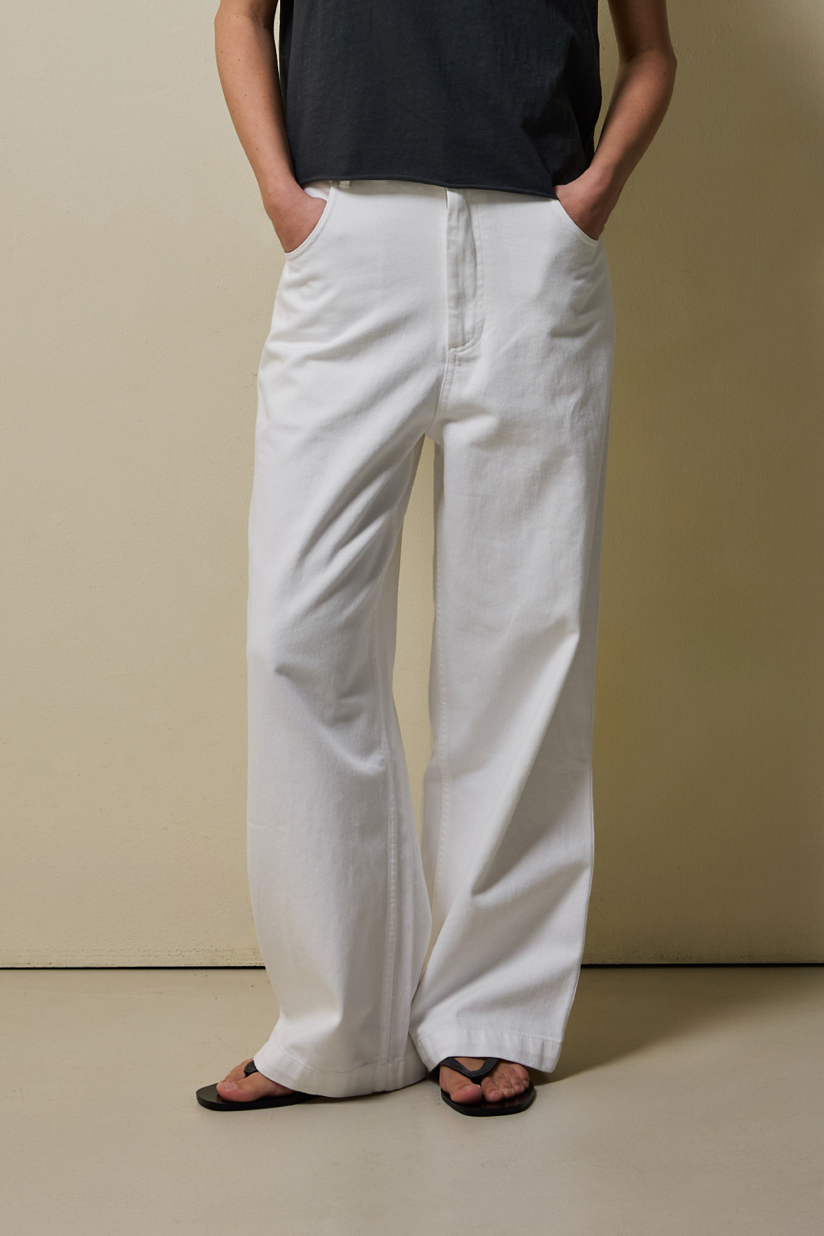 Cotton White Straight Denim Pants
