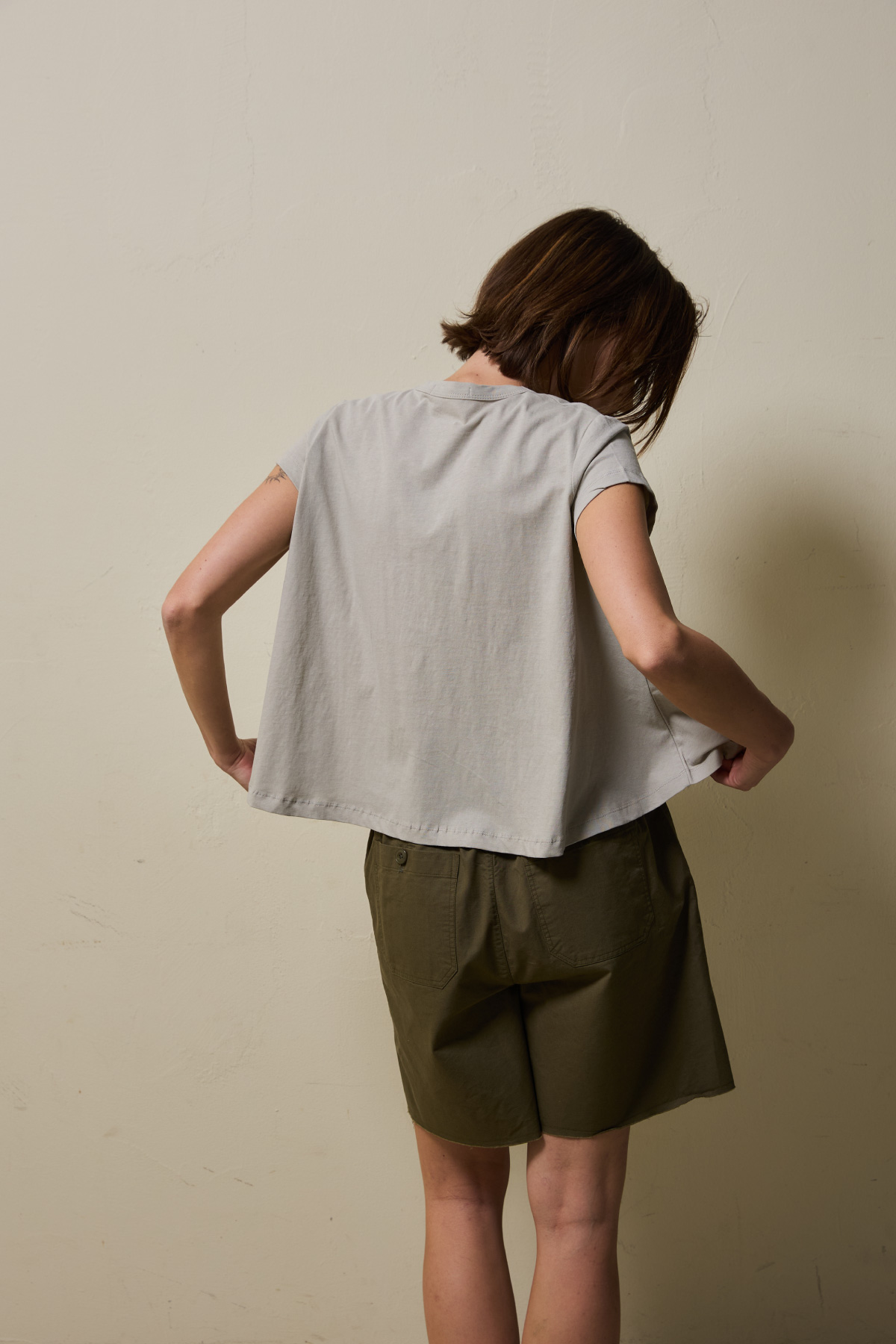 Cotton A-line Half Tee _ Dust Beige