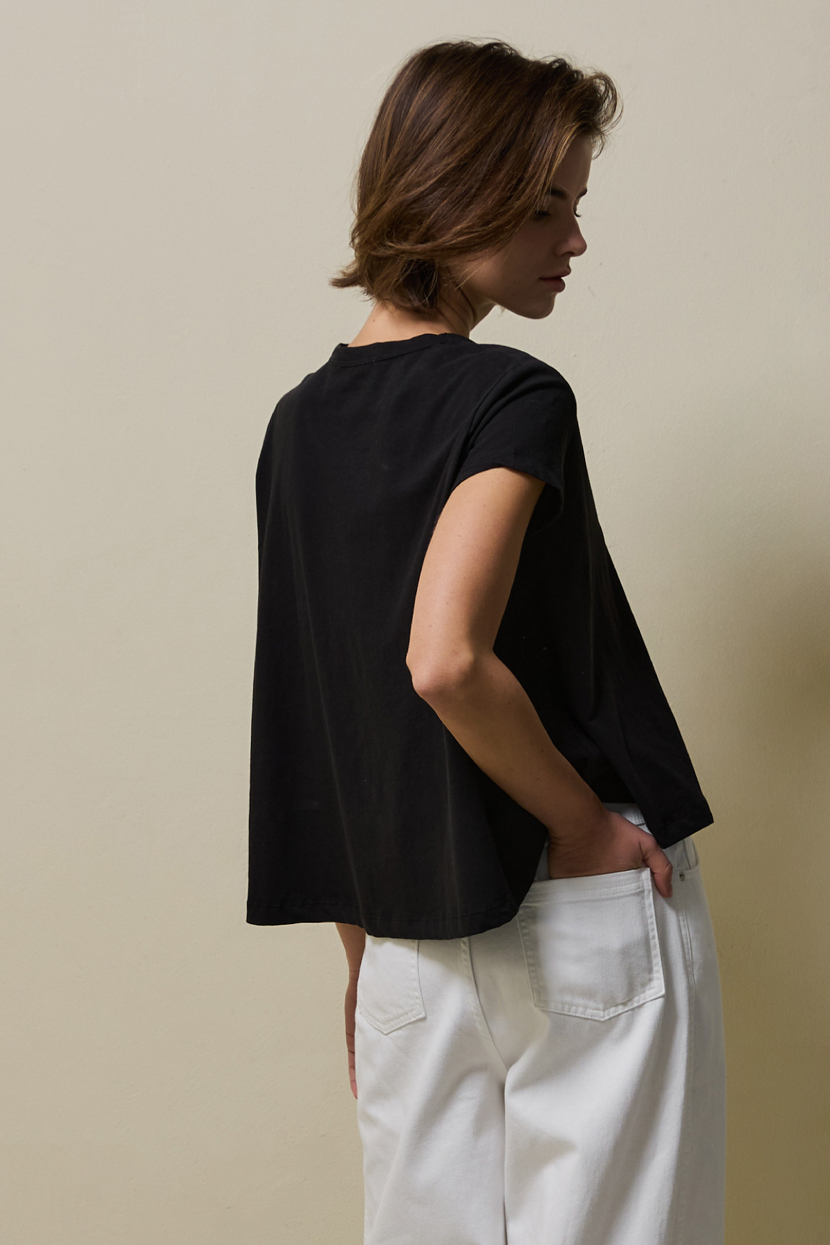 Cotton A-line Half Tee _ Black