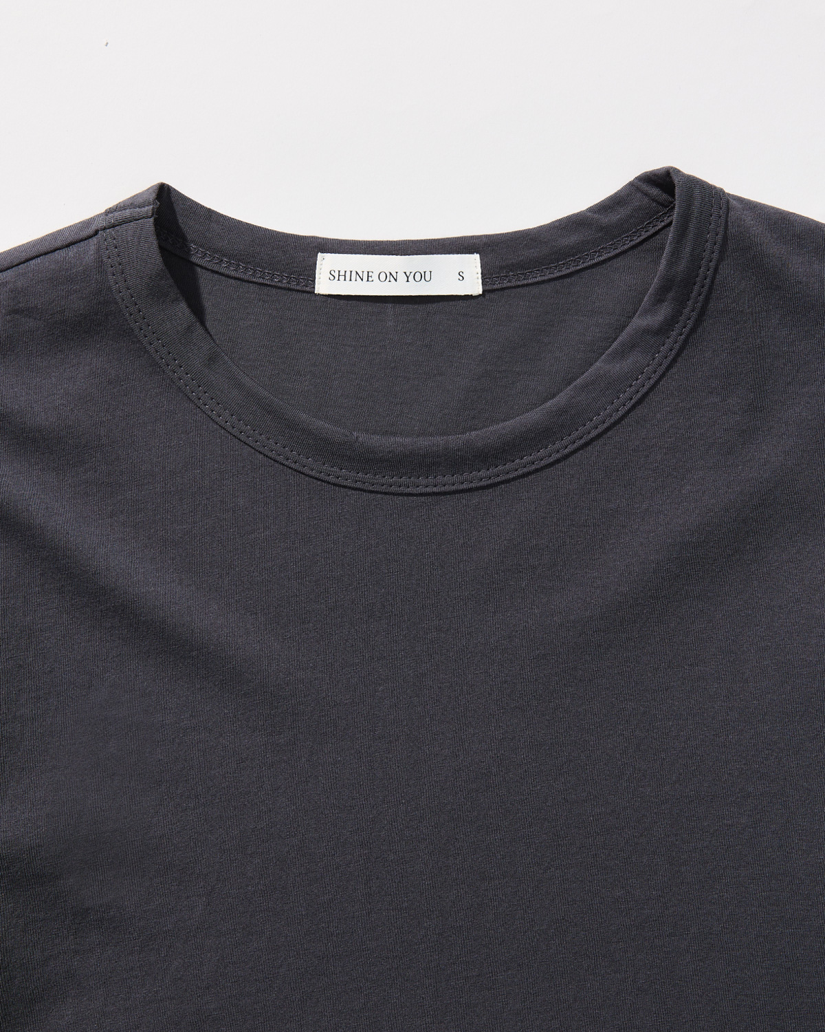 Cotton Basic Slim Long Sleeve T-Shirt _ Deep Charcoa