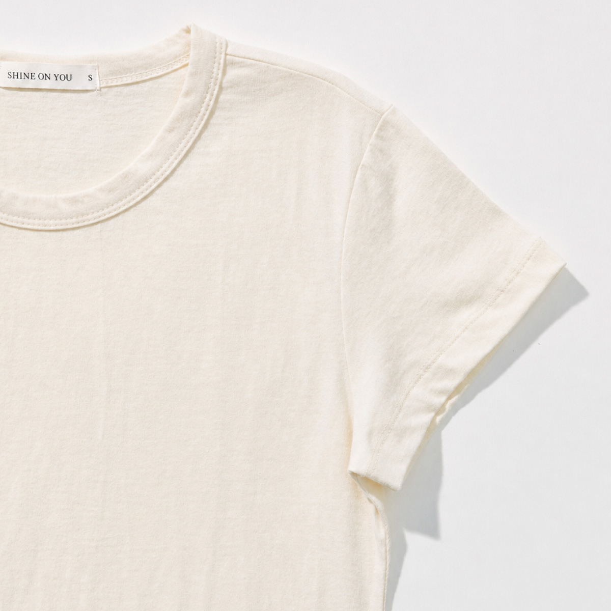Cotton Basic Slim T-Shirt _ Butter Cream
