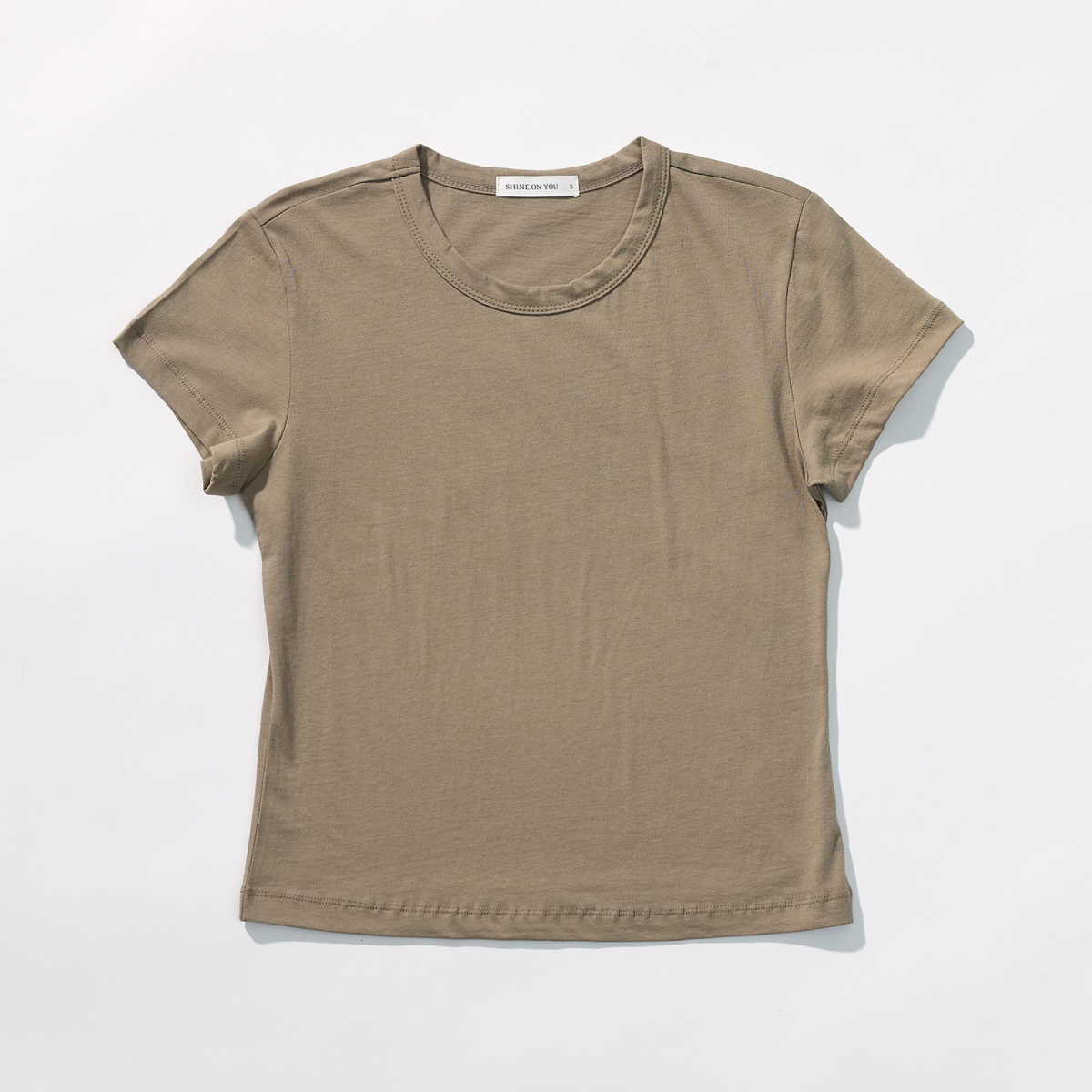 Cotton Basic Slim T-Shirt _ Dusty Taupe