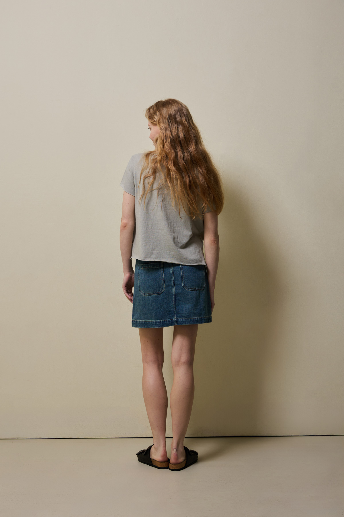 Cotton Jersey Collared T-Shirt _ Olive Grey