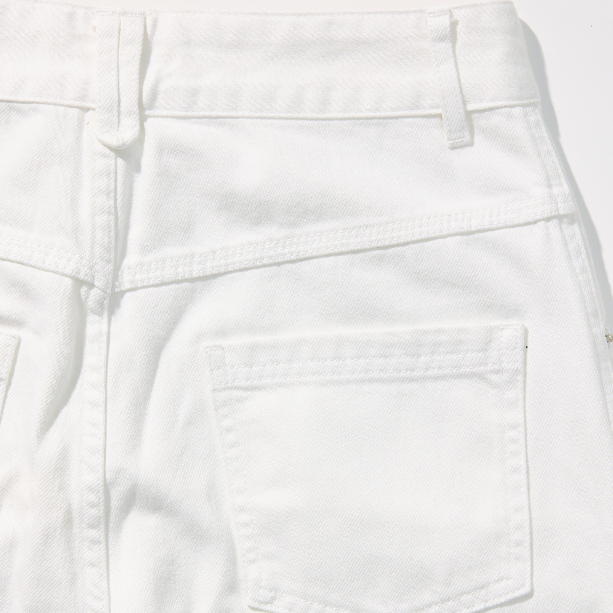 Cotton White Straight Denim Pants