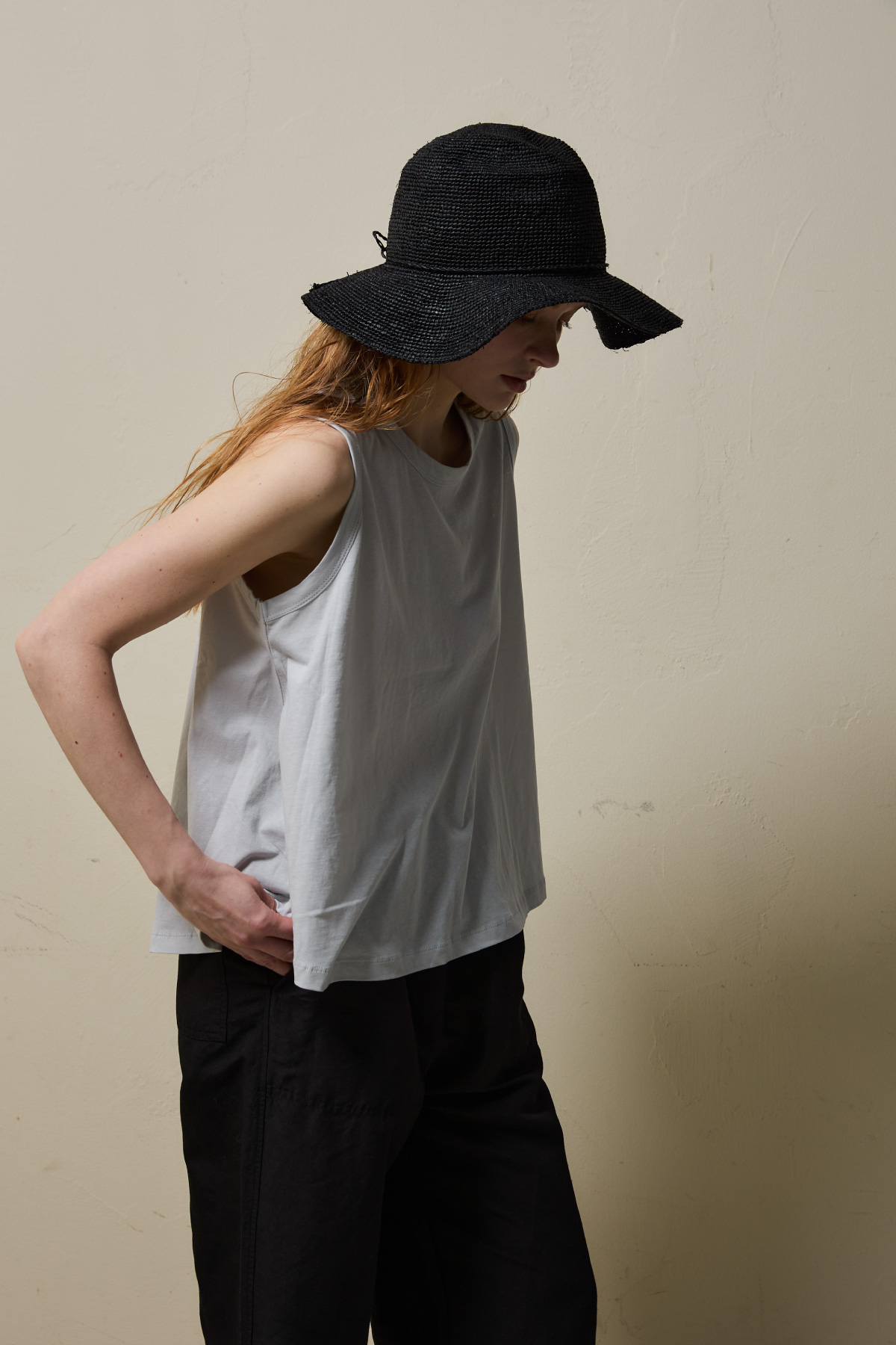 Cotton A-line Sleeveless Top _ Light Grey