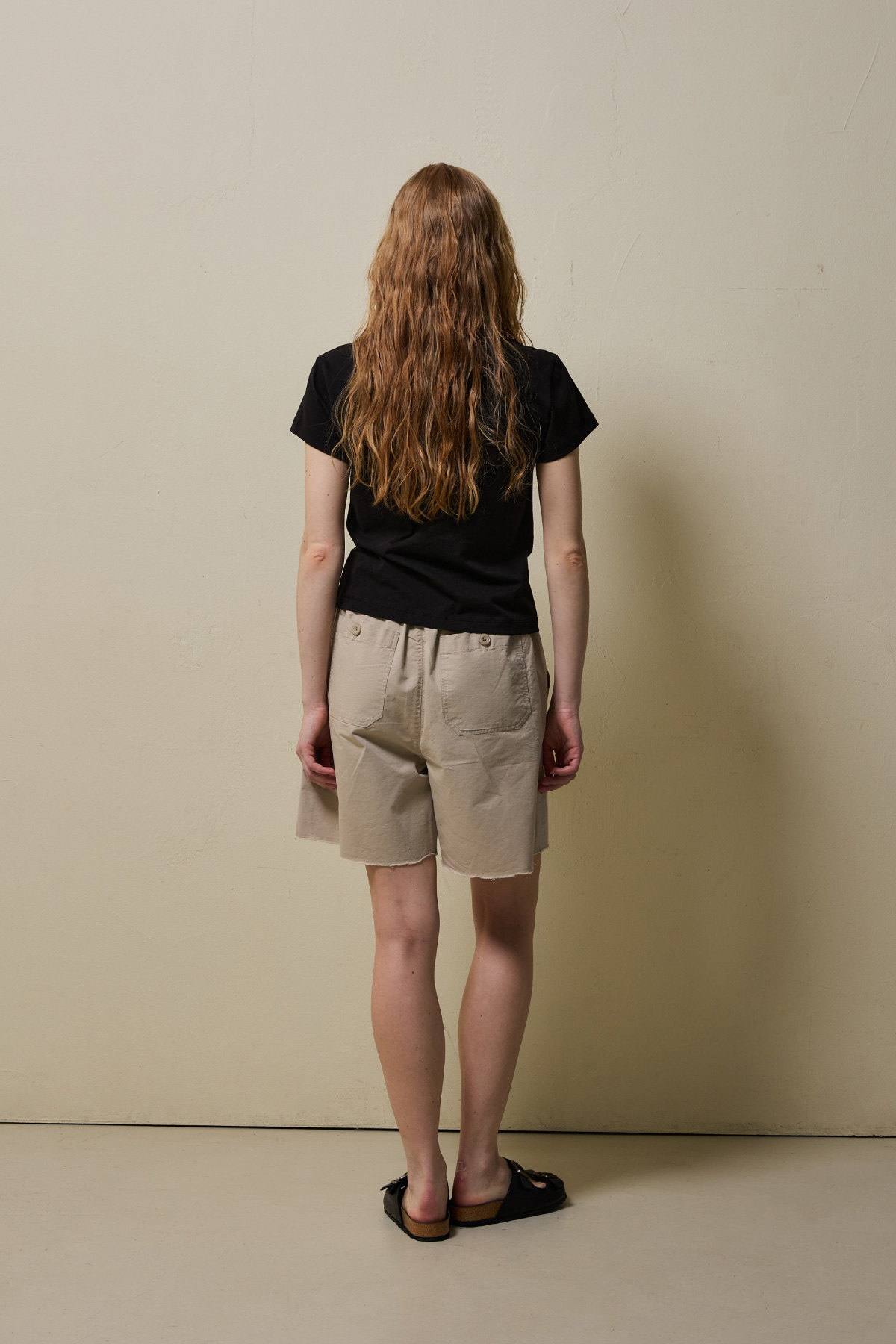 Cotton Utility Banding Half Pants _ Soft Beige