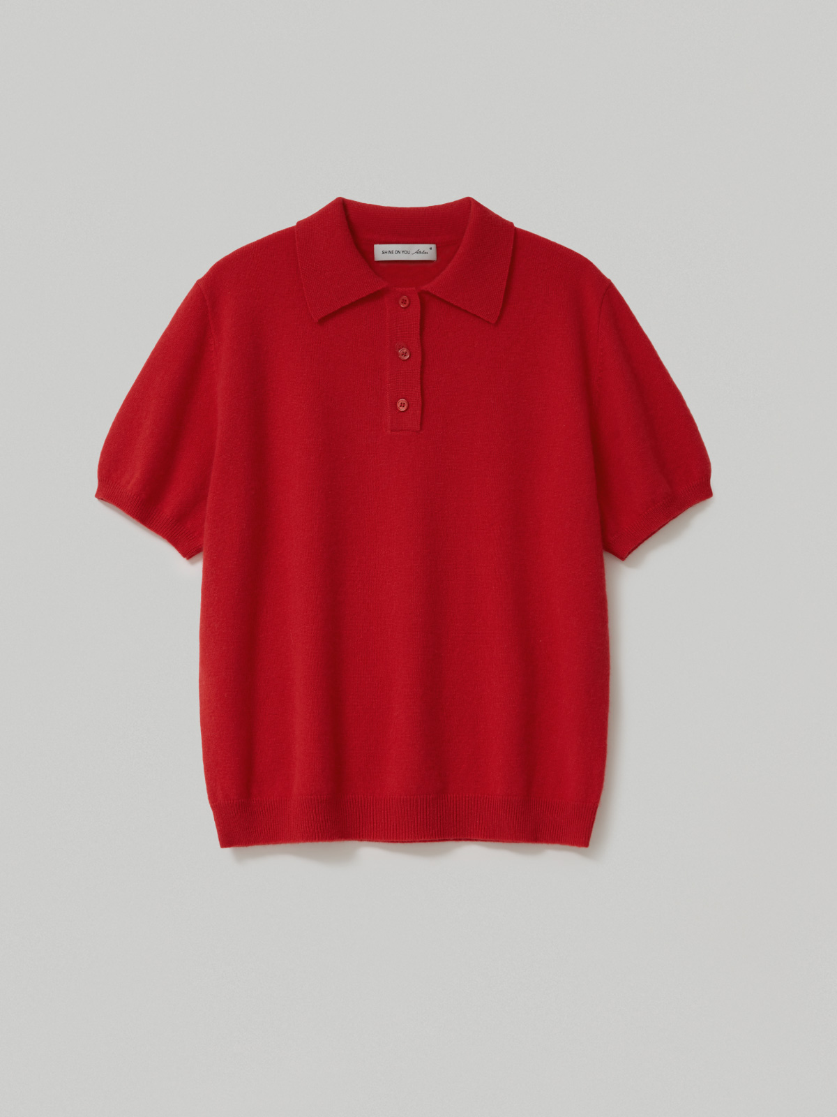 100%Premium Cashmere Polo Knit_Red 100%프리미엄 캐시미어 카라 반팔 니트_레드