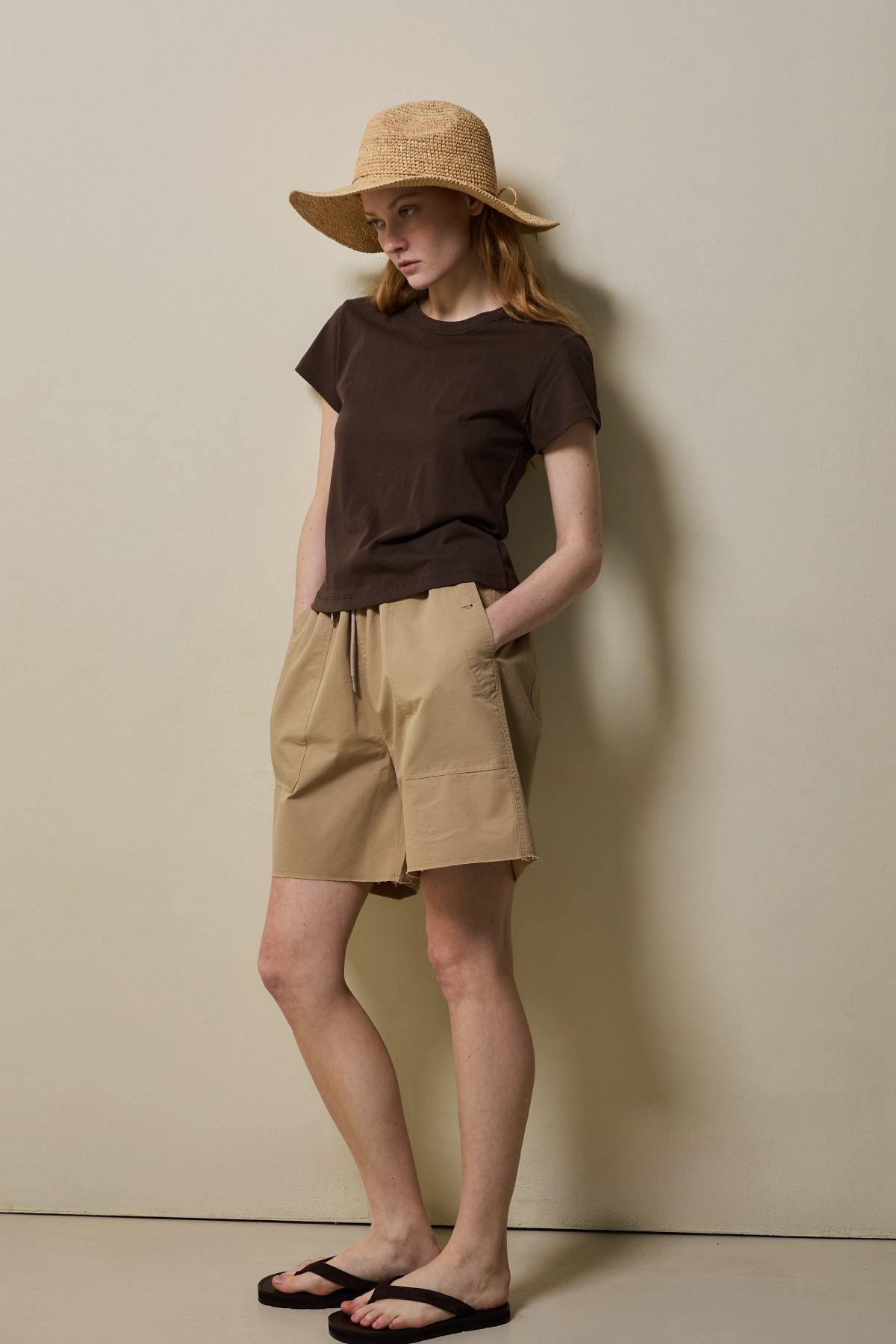 Natural Raffia Brim Hat _ Natural Beige