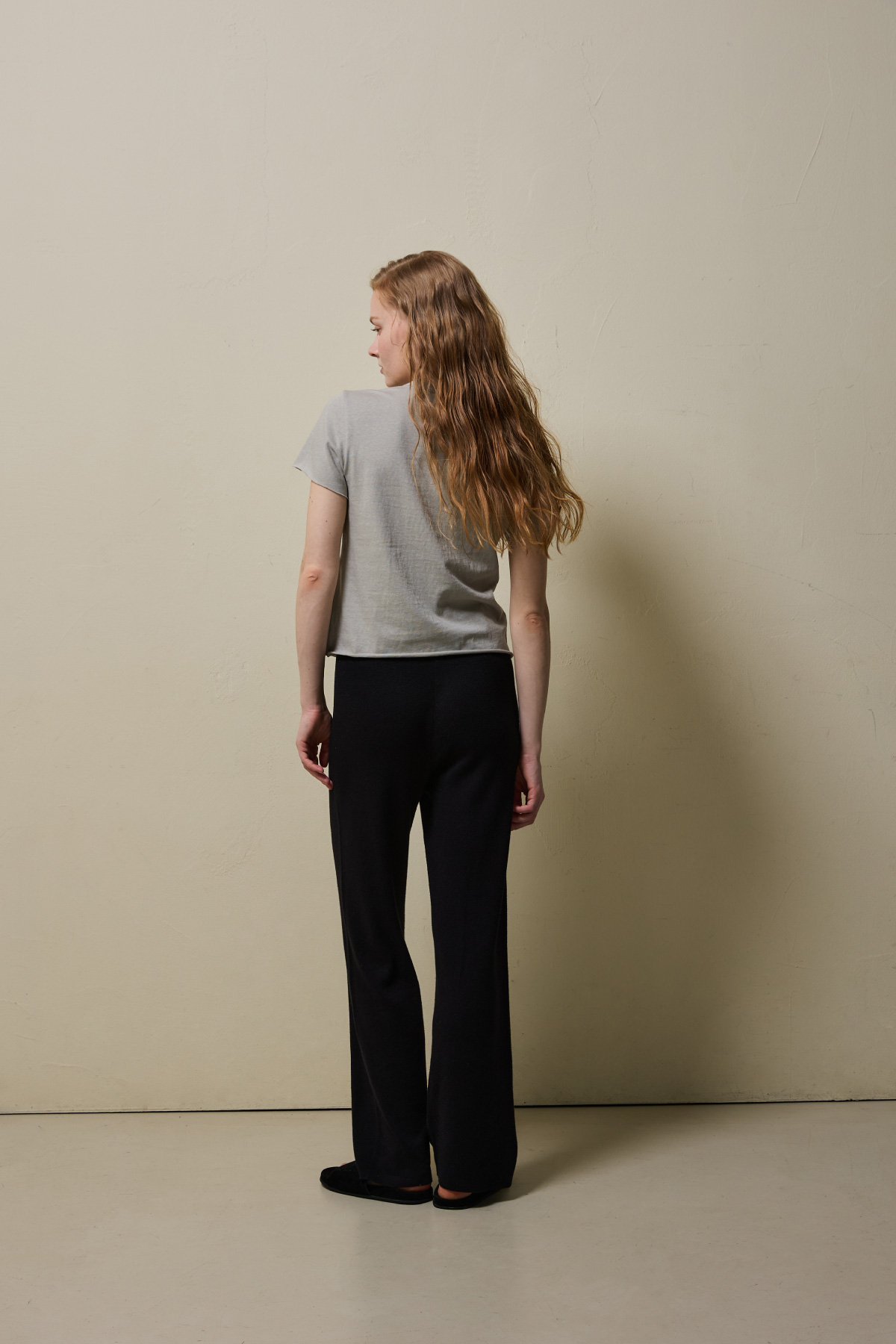 Cotton Jersey Rolled Edge T Shirt _ Olive Grey