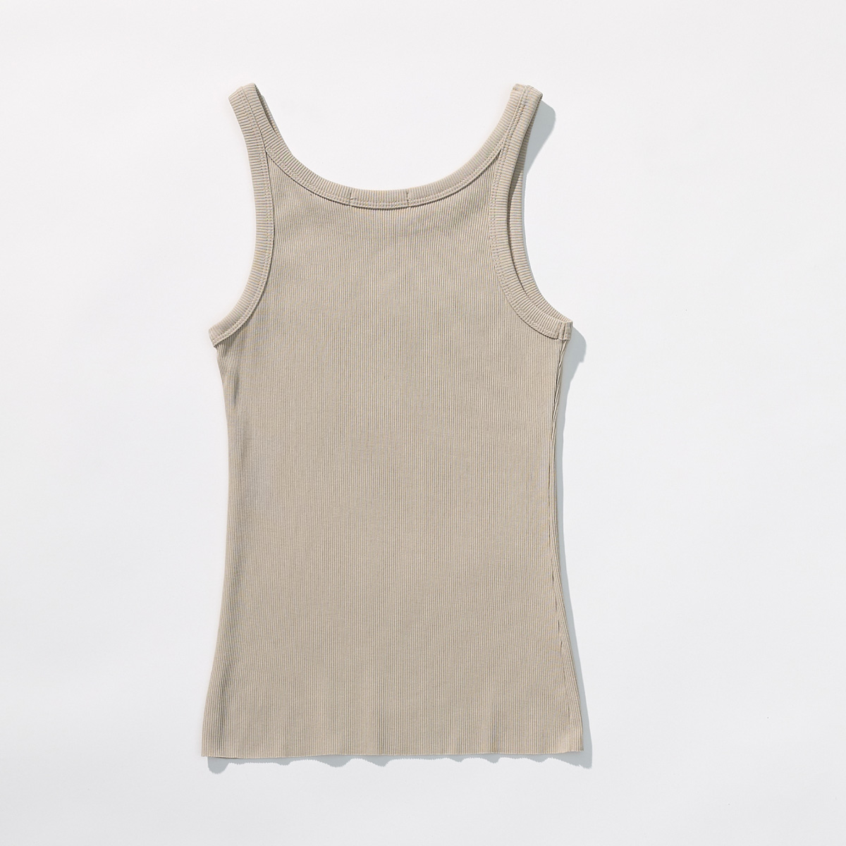 Cotton Rib Slim Sleeveless Top _ Sand Beige