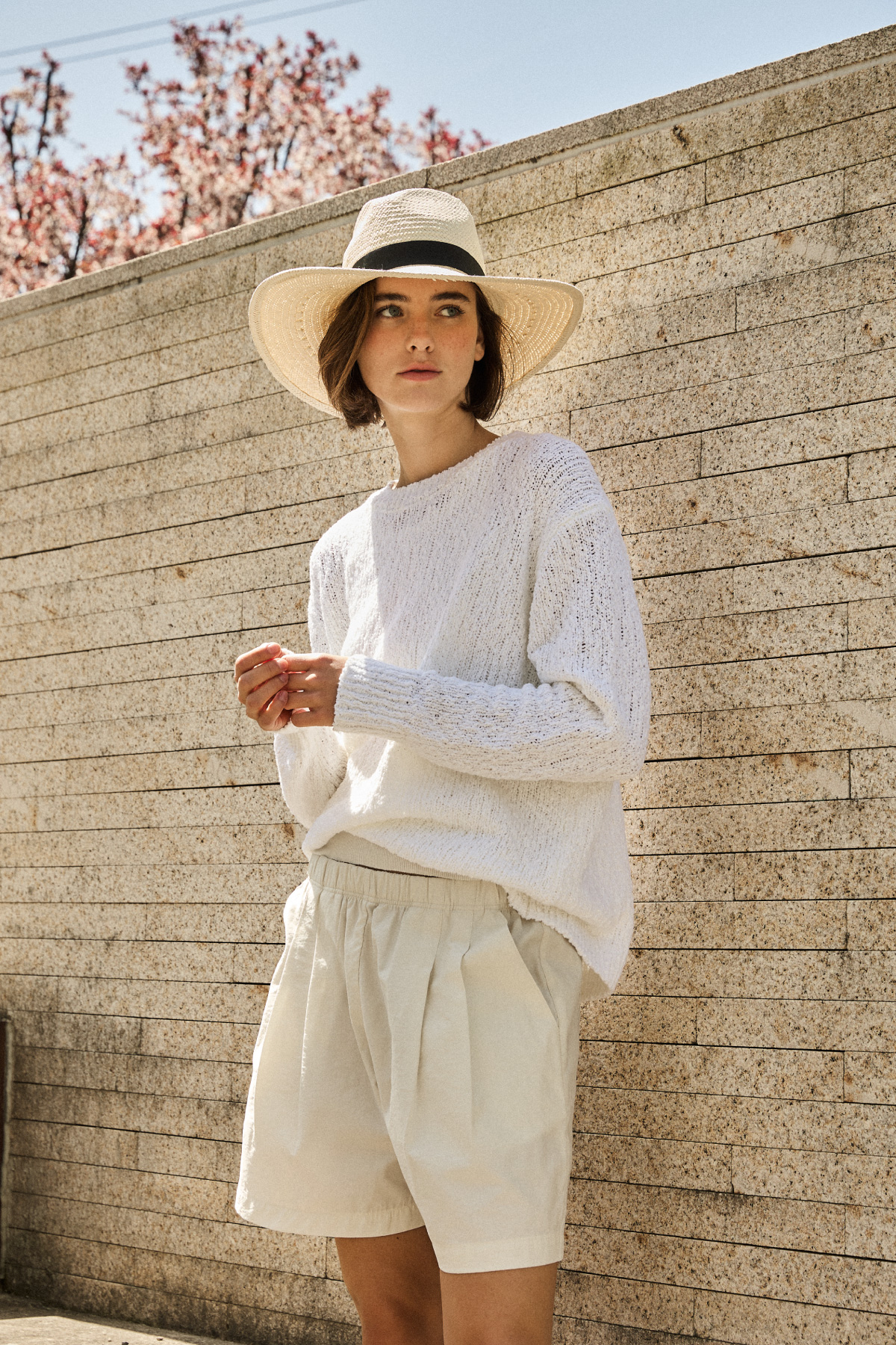 Natural Brim Straw Hat _ Creamy Ivory