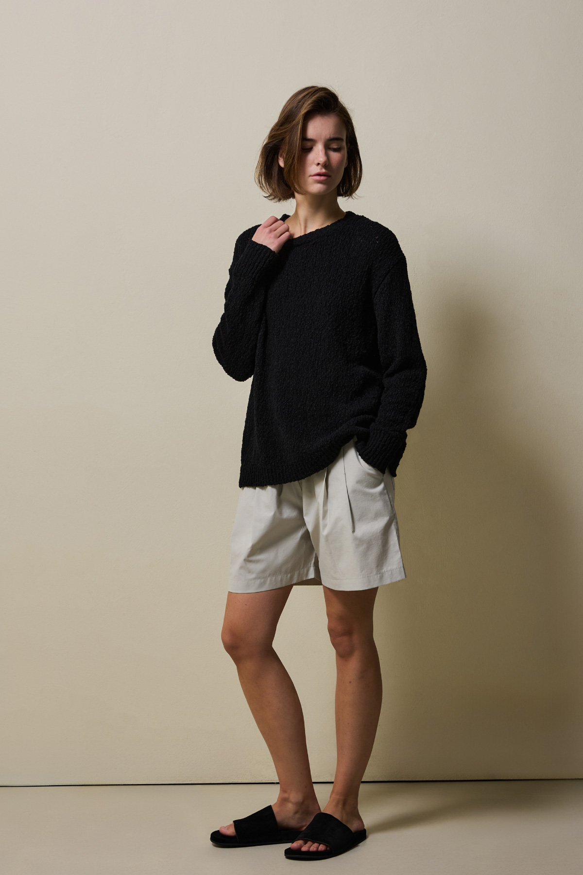 Cotton Blend Loose Knit _ Soft Black