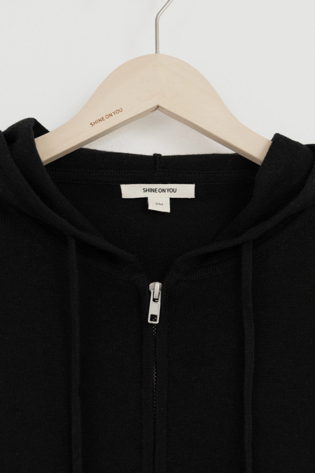 Linen Cotton Knit Zip Hoodie _ Pure Black