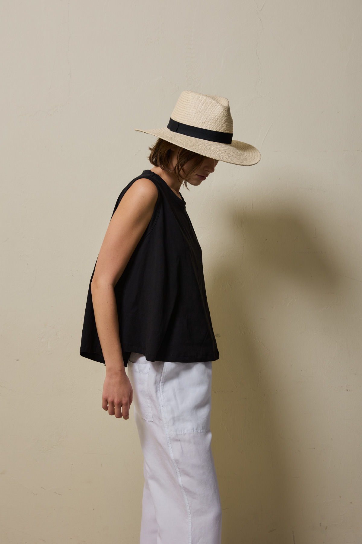 Cotton A-line Sleeveless Top _ Black