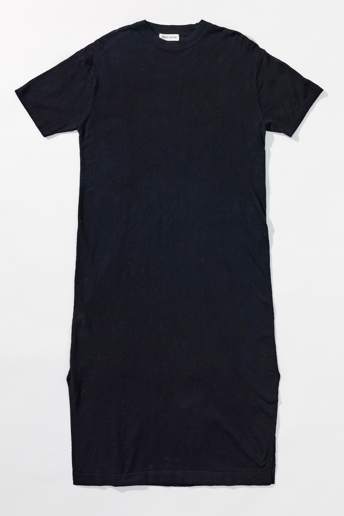 Linen Cotton Knit Long Dress (Slip Set) _ Pure Black