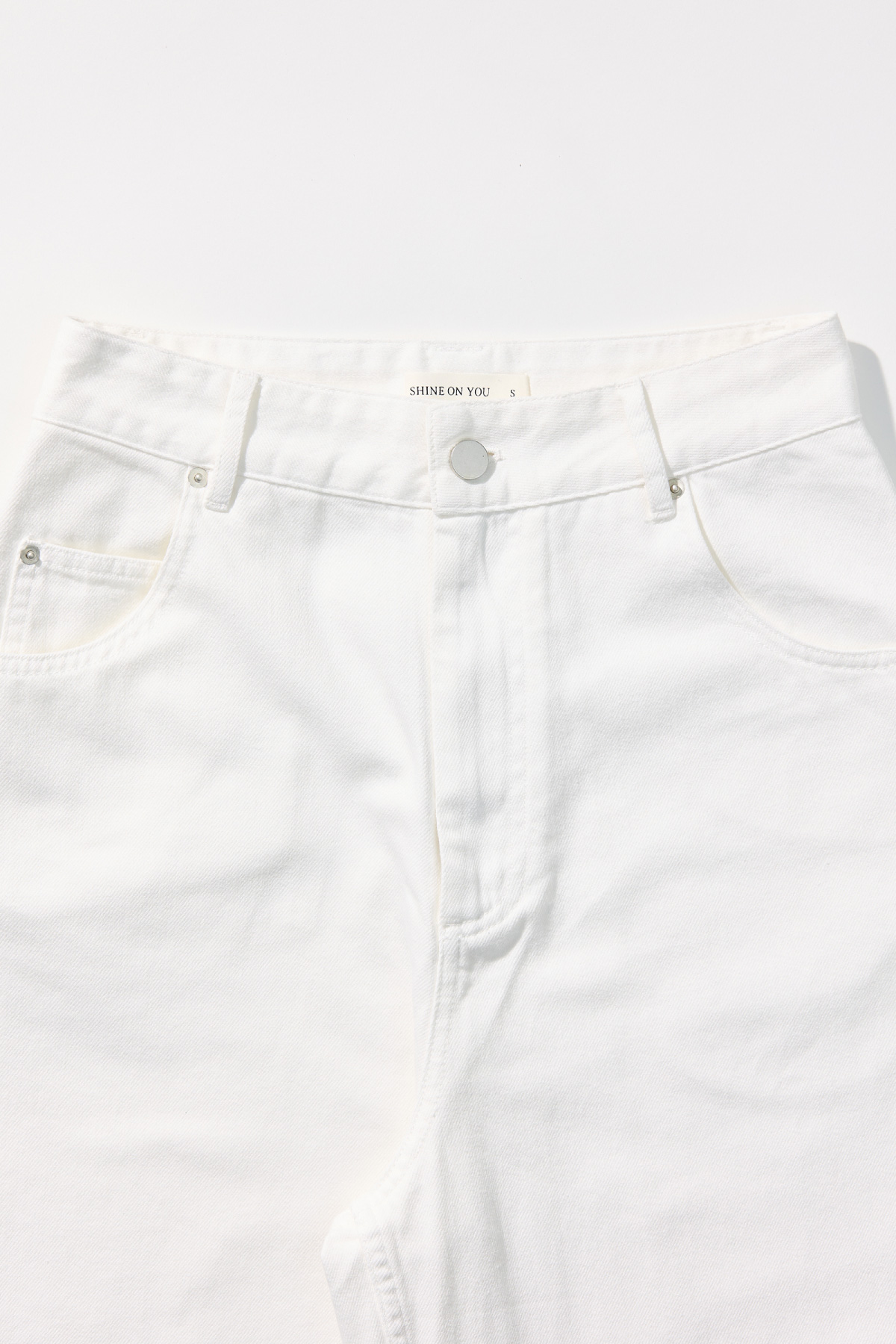 Cotton White Straight Denim Pants