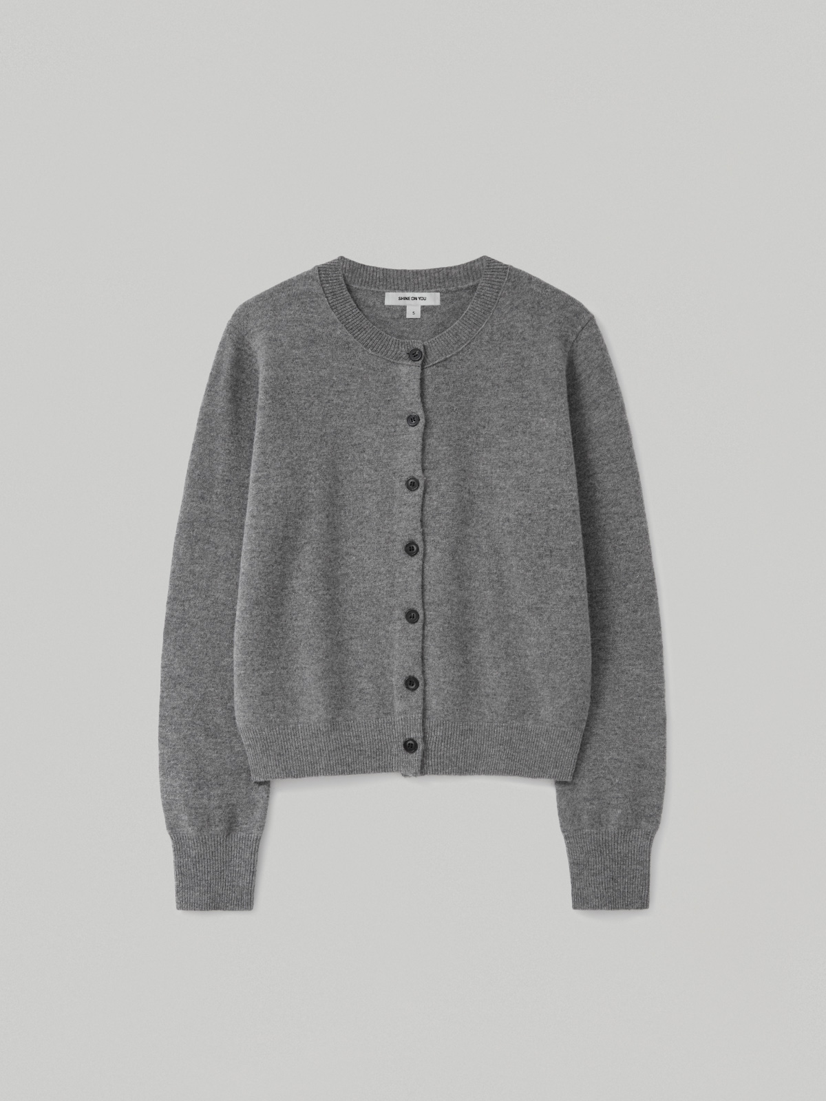 100%Merino Wool Basic Cardigan_Grey100%메리노 울 베이직 가디건_그레이