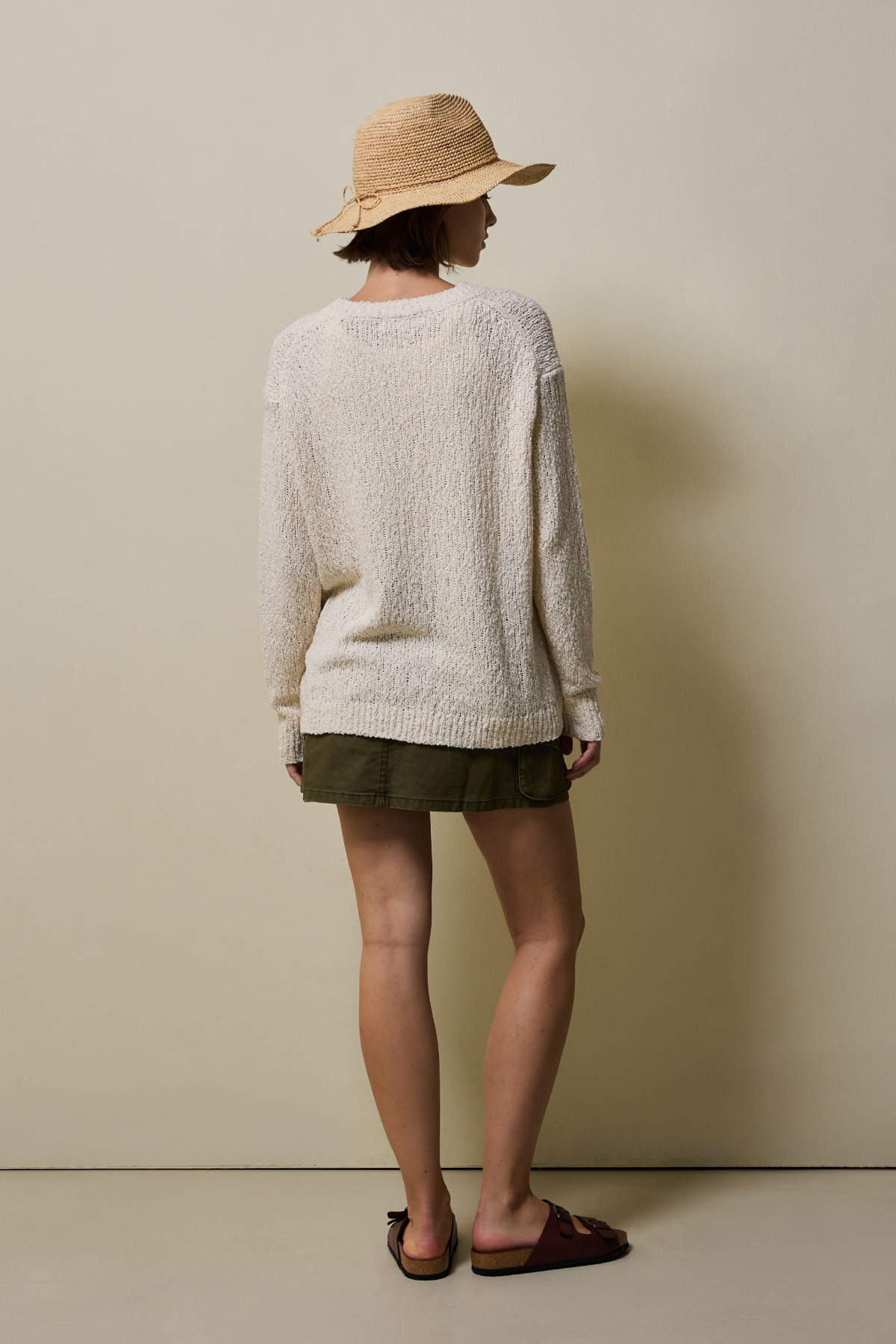 Cotton Blend Loose Knit _ Light Beige