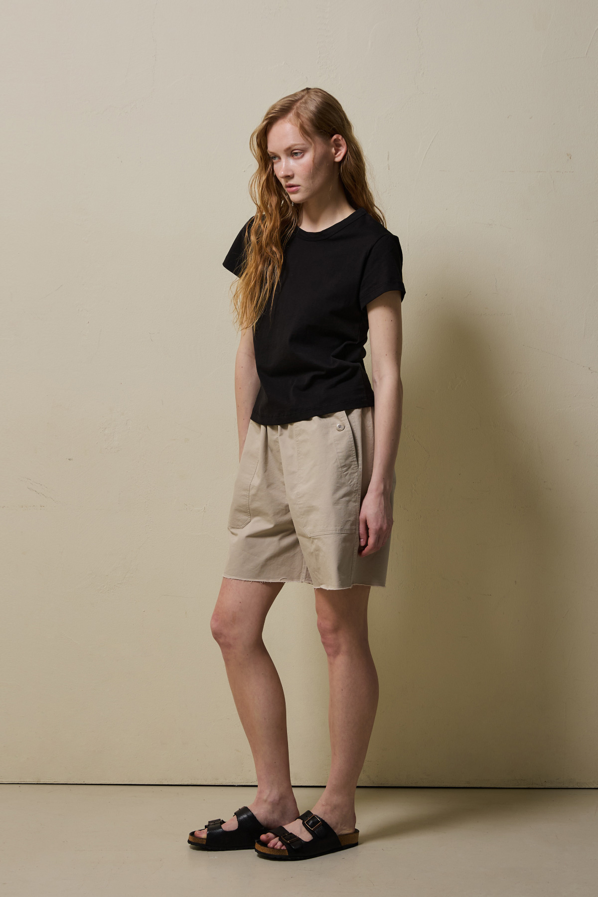 Cotton Basic Slim T-Shirt _ Black
