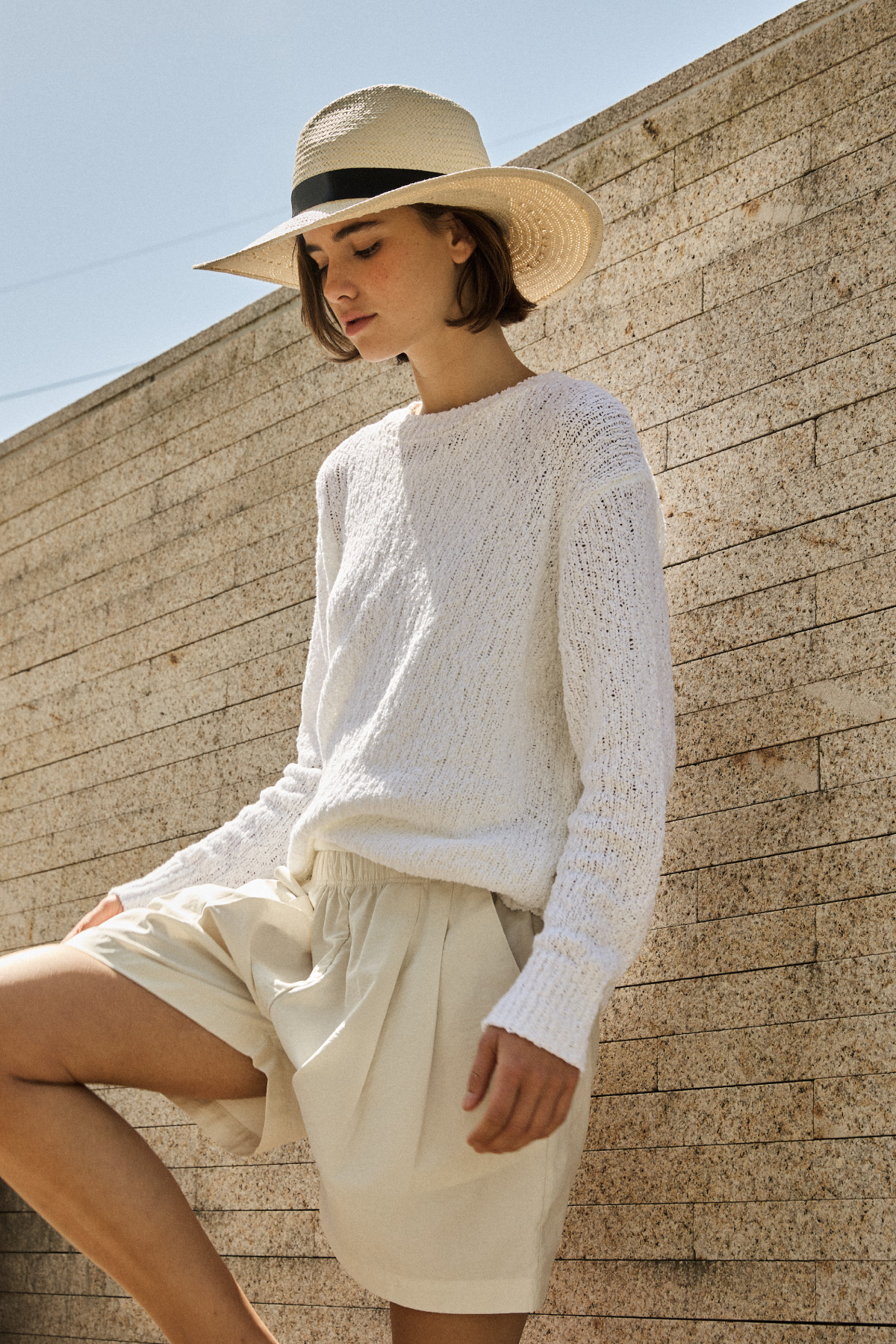 Natural Brim Straw Hat _ Creamy Ivory
