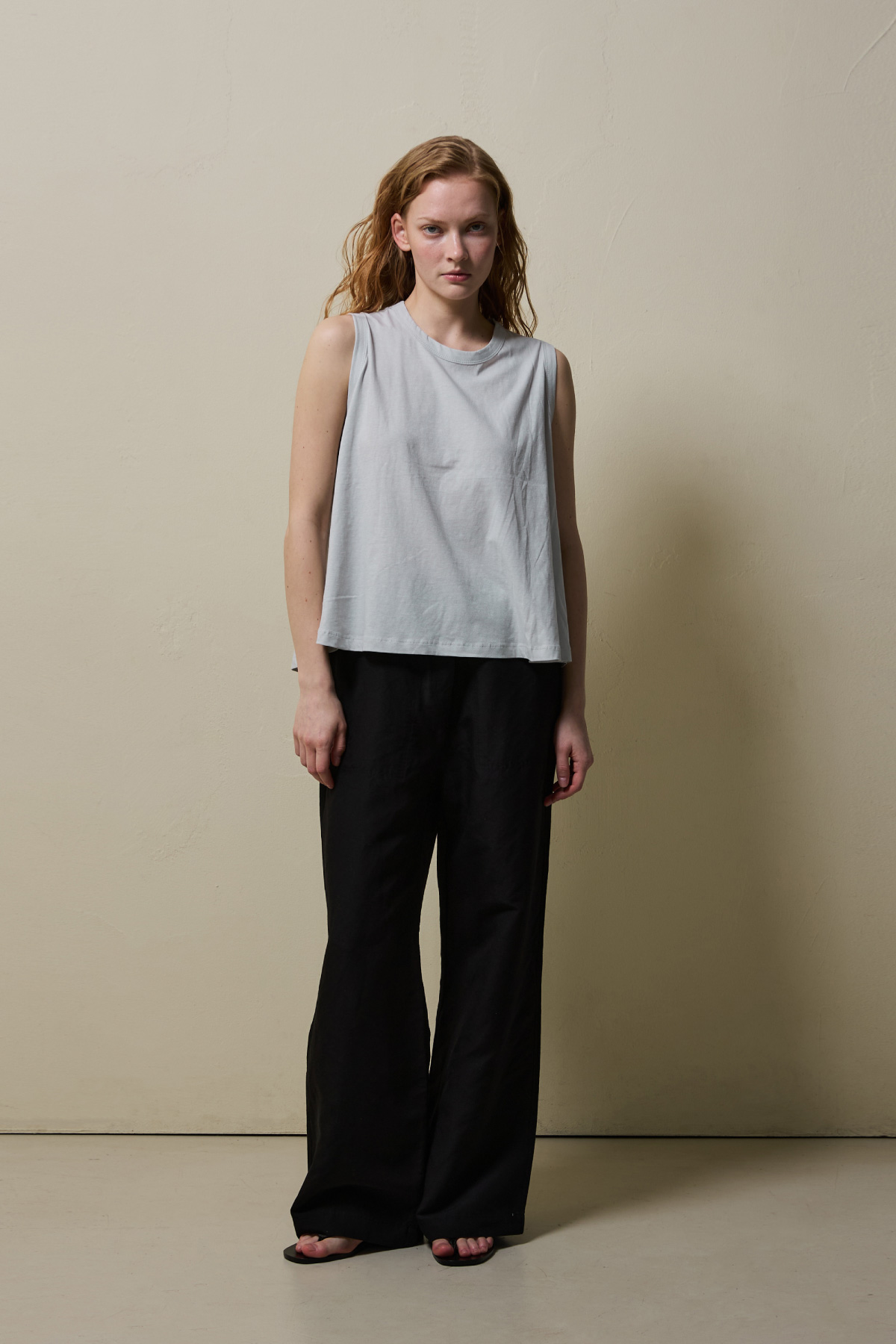 Cotton A-line Sleeveless Top _ Light Grey