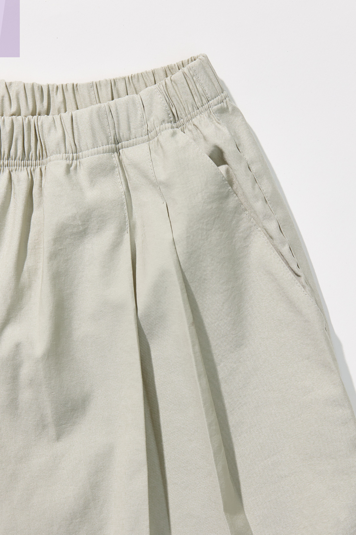 Cotton Blend Double Pleat Banding Shorts _ Soft Stone