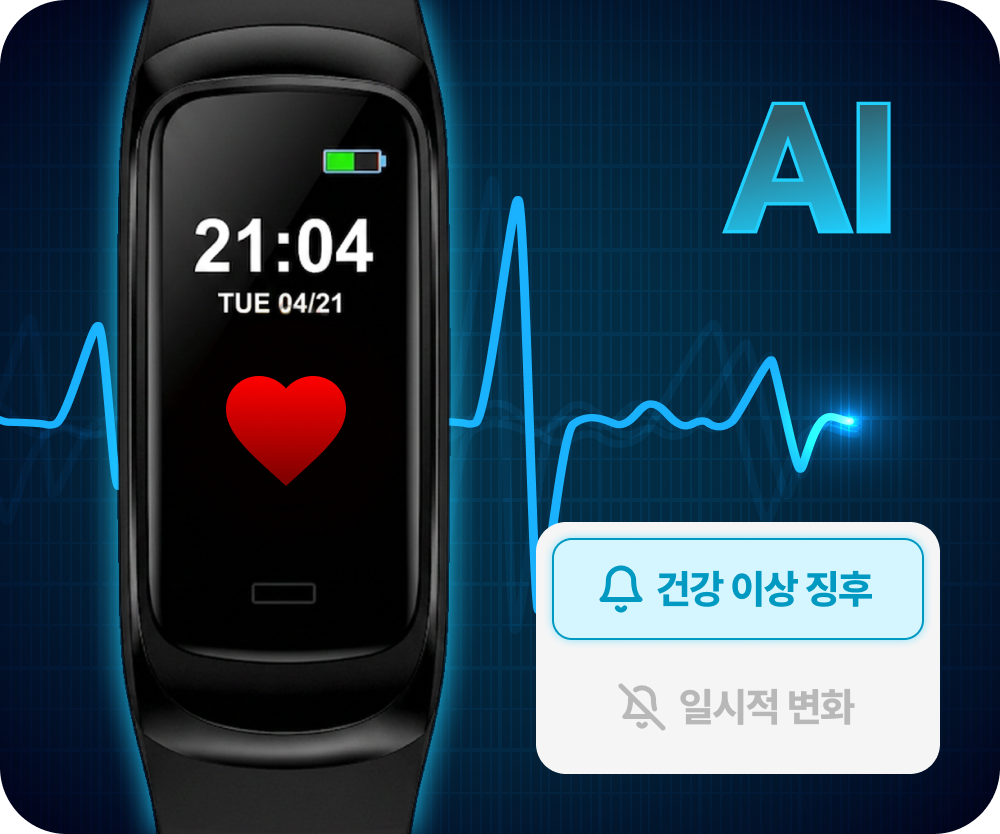 AI가 실시간으로 심박·고온 이상을 감지해 알리는 화면