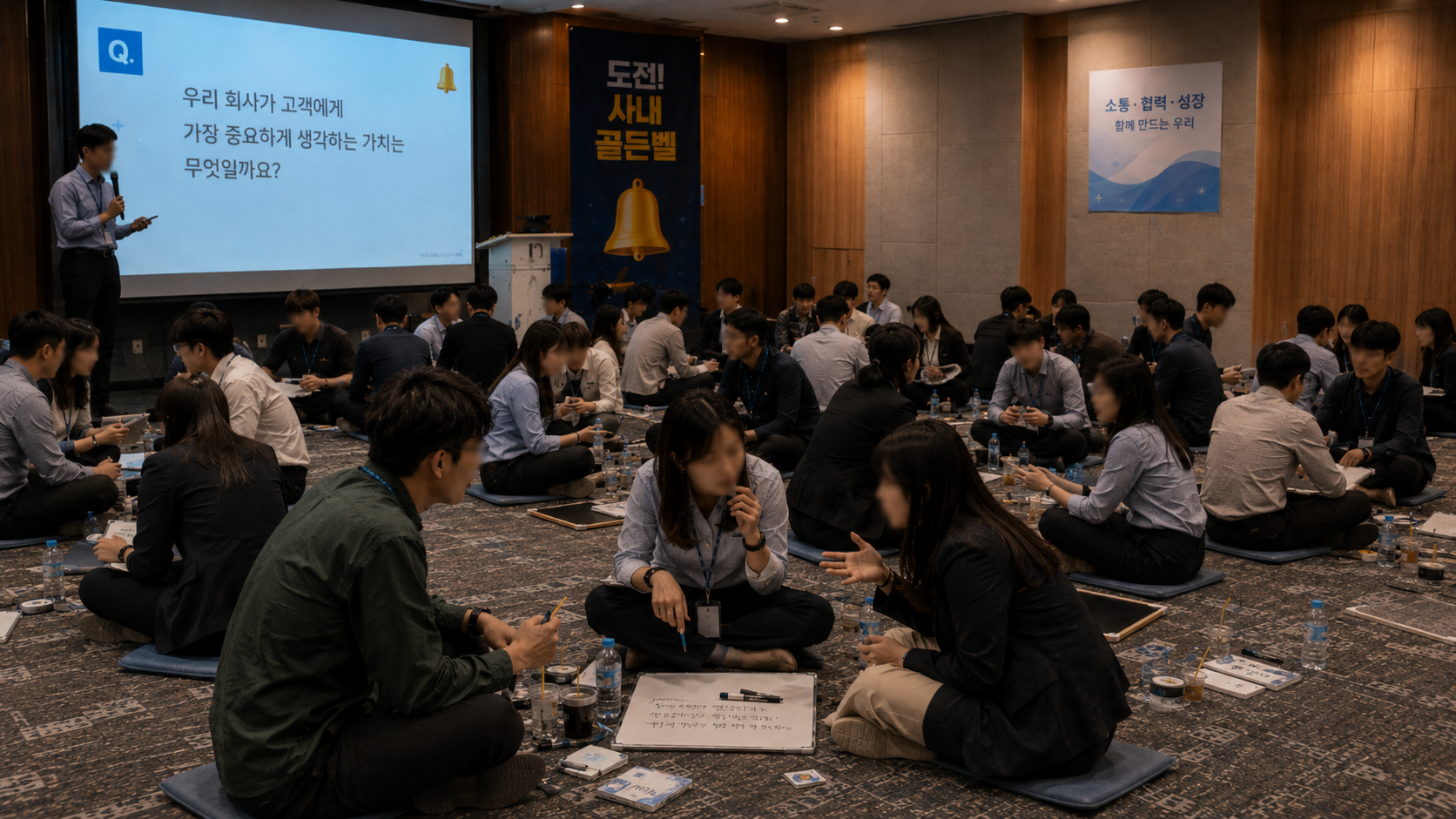 사내 골든벨 팀 보너스와 패자부활전 진행 모습
