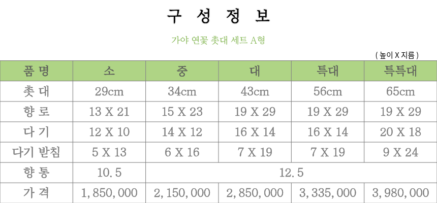 가야 연꽃 촛대 세트 A형
