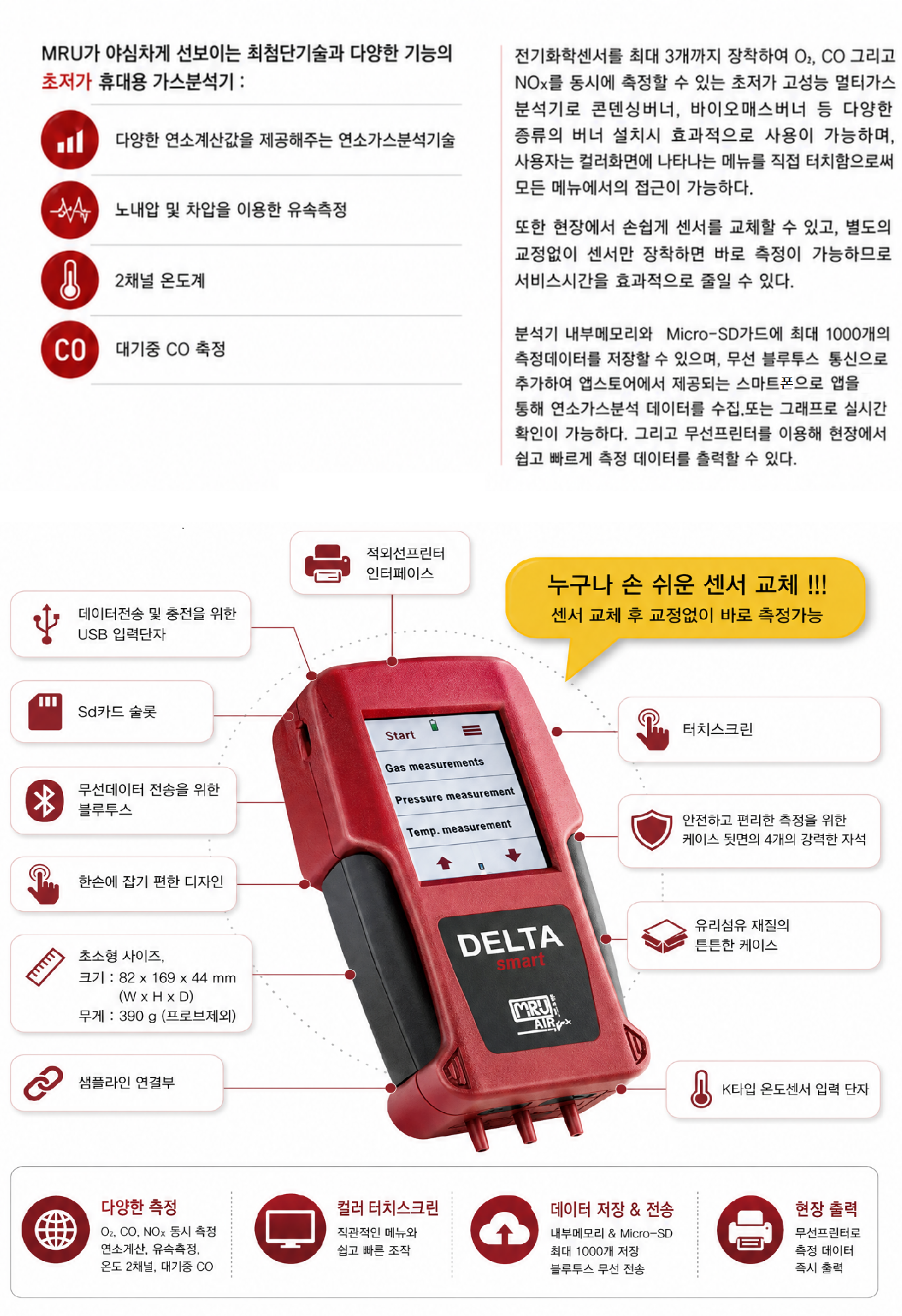 연소가스분석기 DELTA Smart(O2,CO,CO2,NOx)