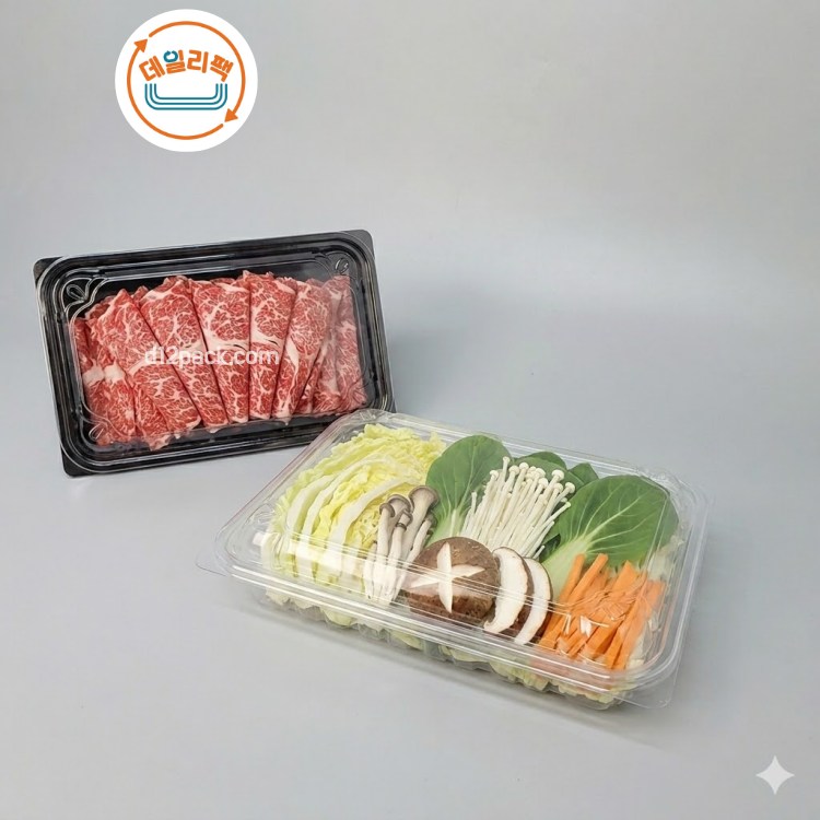 [낱줄 100개] PET직사각 KS-0313-7 송편1.5kg 밀키트용기