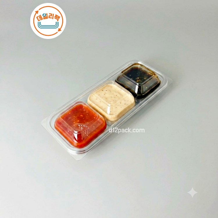 [300세트] PET 직사각 KS-0311-3 소스용기 3칸용기