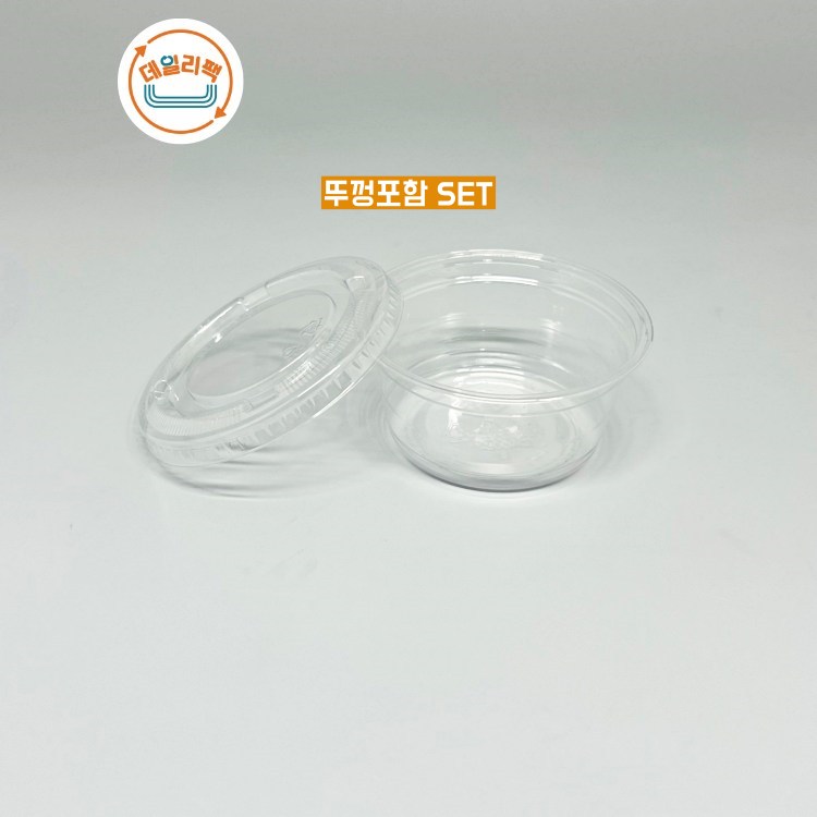 PET 투명 DA 6온스 500세트 과일컵 평뚜껑 (평막힘) 투명컵 소스컵 디저트