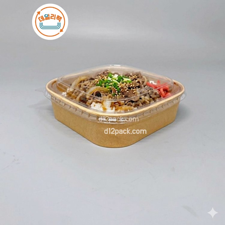 [300세트] 정사각종이용기 KS-750 *투명 뚜껑(PET)/고투명 뚜껑(PP) 2가지 선택