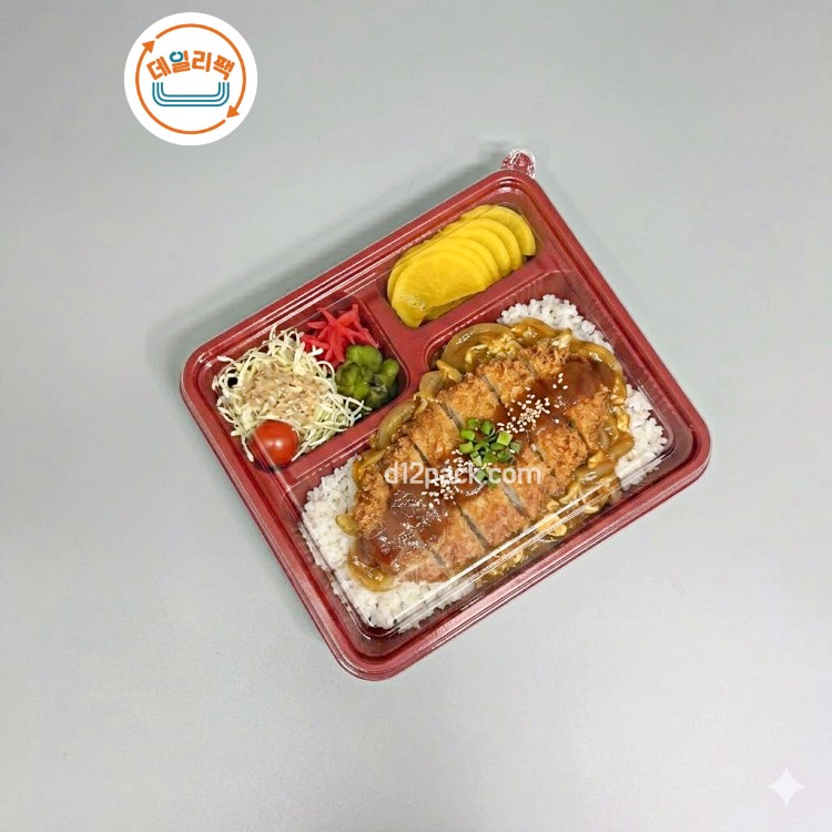 [소량200세트] PP도시락 GP-21-4A 투톤 4칸용기 네칸도시락 육회세트용기