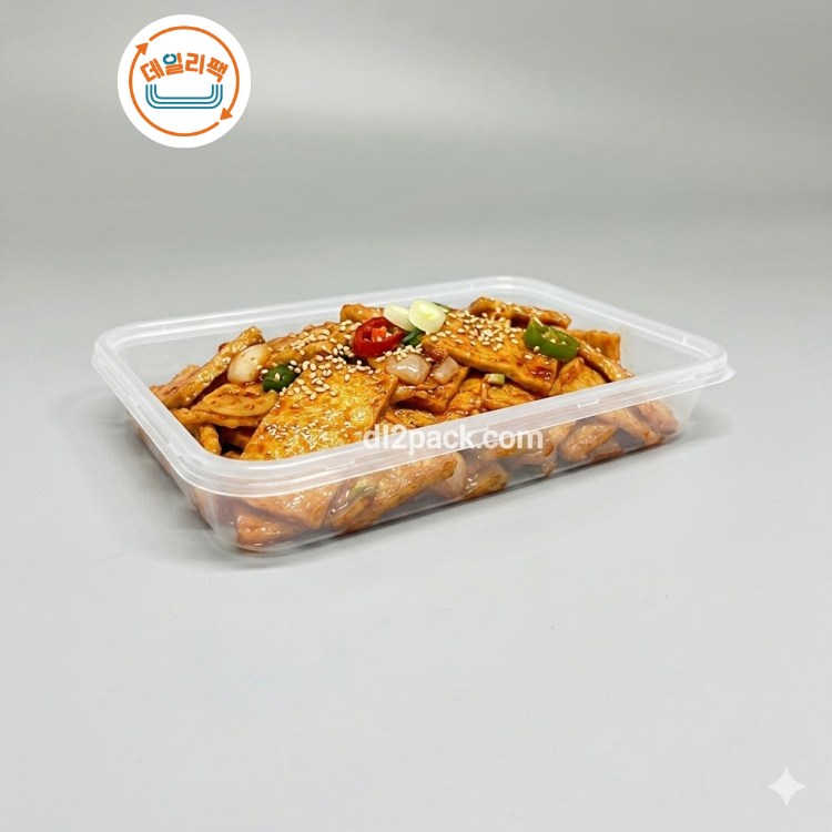 [500세트] PP직사각 BW사출-B400(400ml) 투명 면용기 죽용기