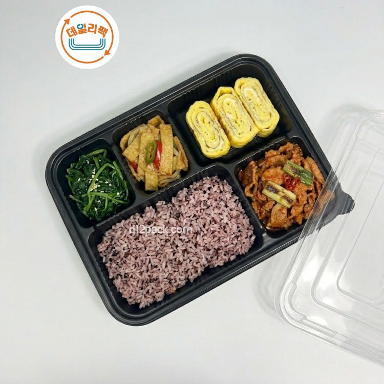 [200세트] PP도시락 5칸용기 단체도시락 (뚜껑PET)