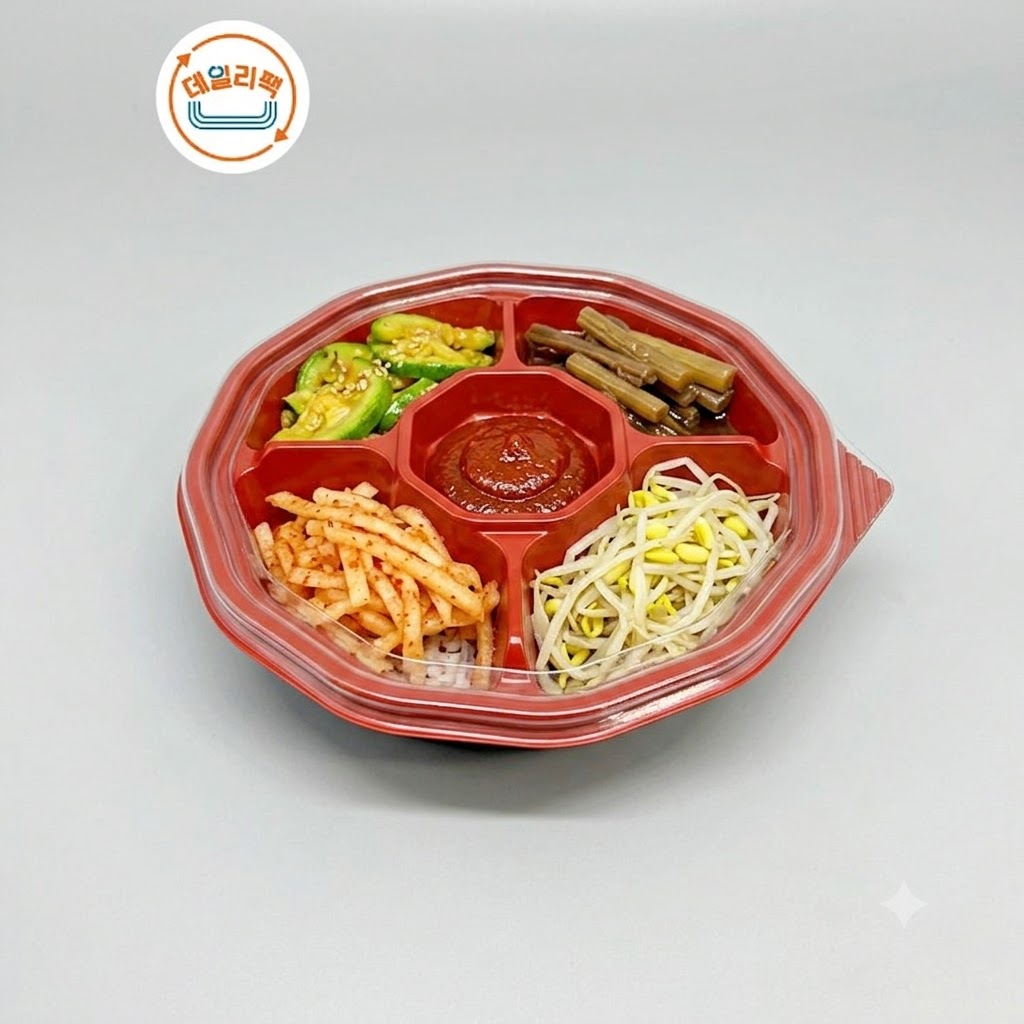 [320세트] PET원형 S-0322 투톤 5칸용기 2단용기 2단도시락 비빔밥용기(내피포함)