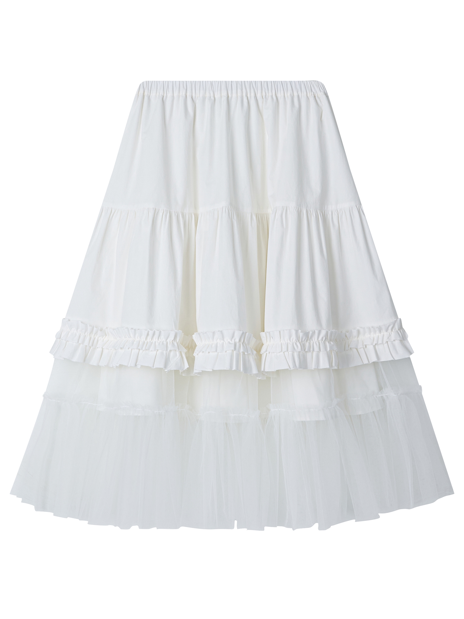 APRON LAYERD TULLE SKIRT_OFF WHITE