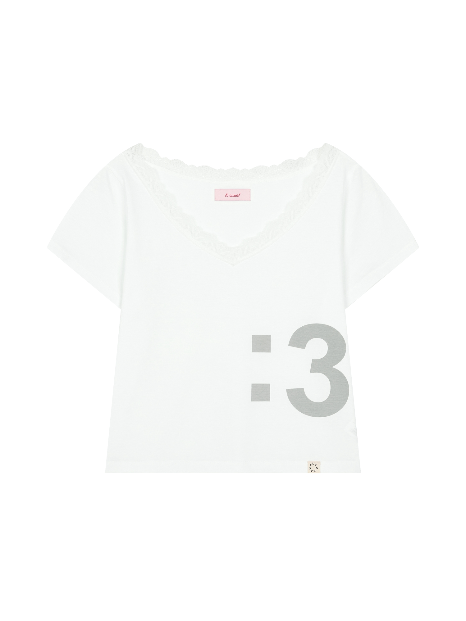 MEW LACE TRIMMING V NECK T-SHIRT_WHITE