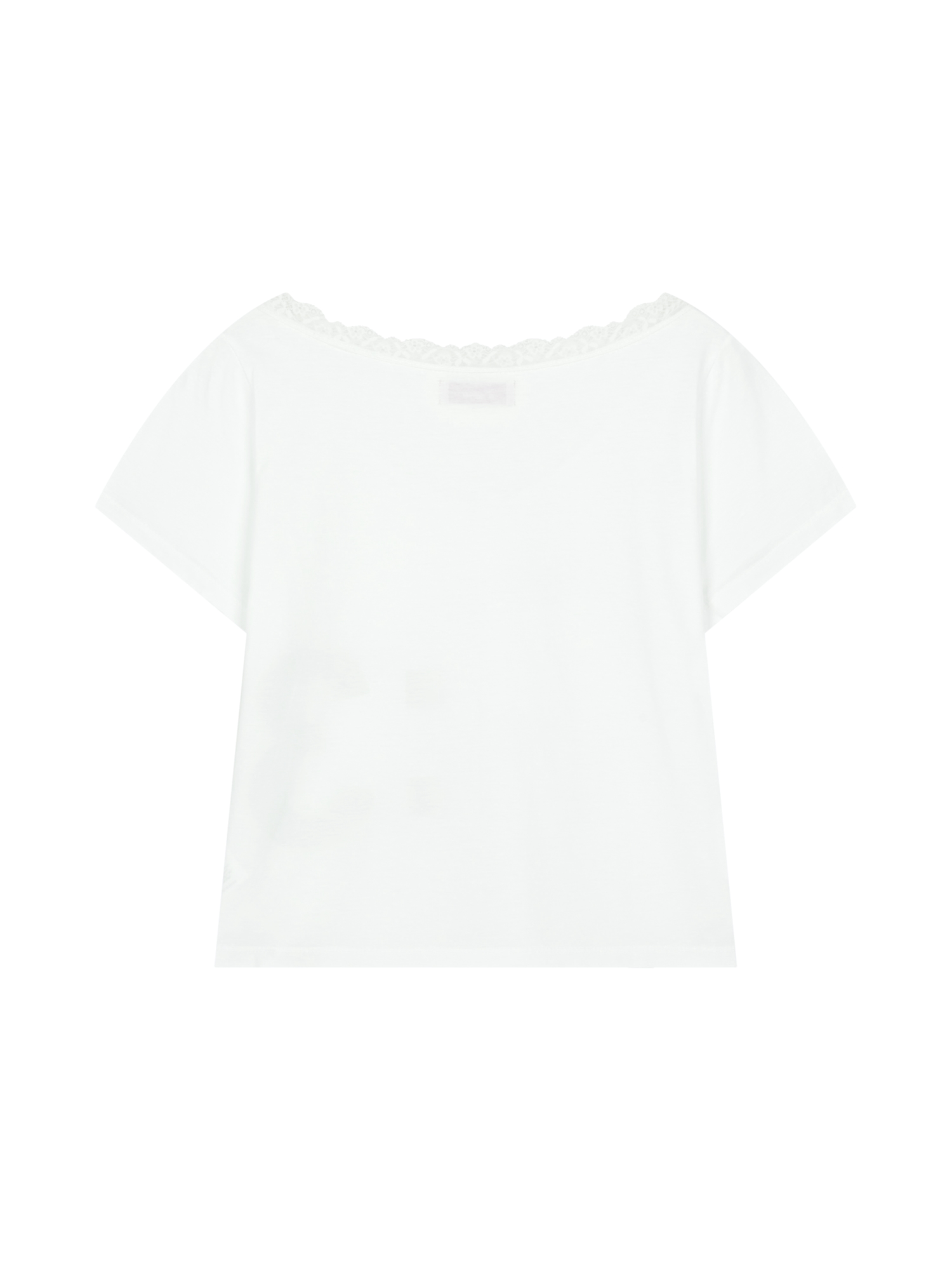 MEW LACE TRIMMING V NECK T-SHIRT_WHITE